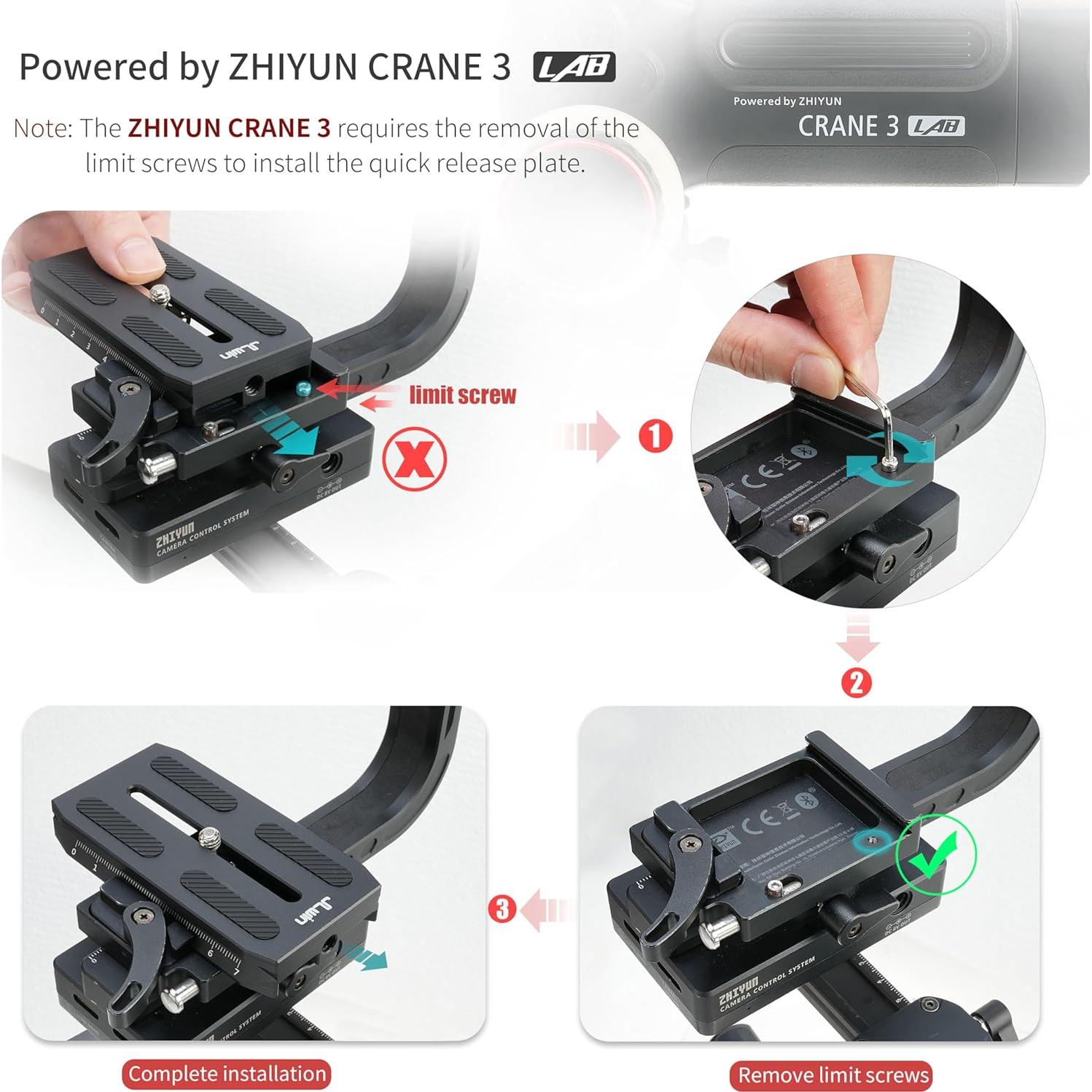 Placa de liberación rápida FocusFoto para ZHIYUN CRANE 2/3, Manfrotto 501PL