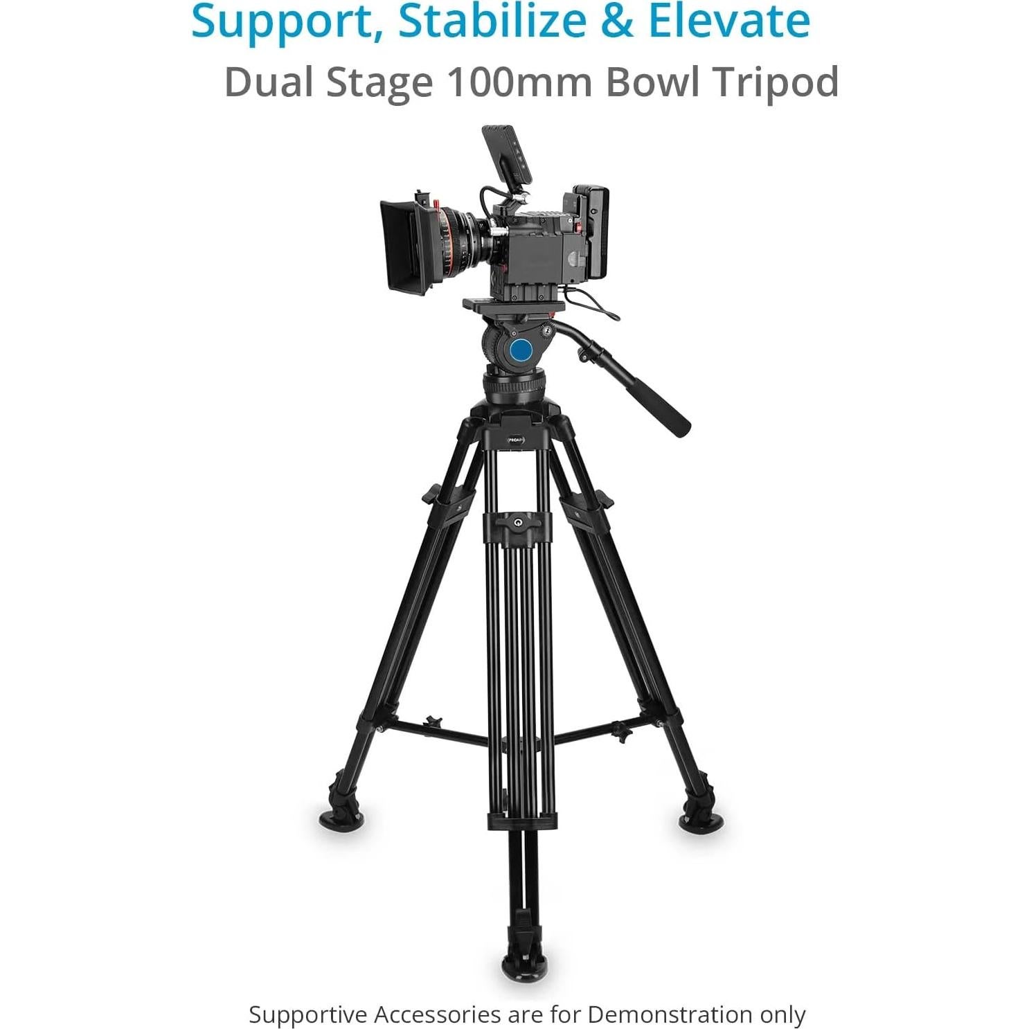 Trípode Proaim P-TP-100-B para DSLR, Carga 80kg, Altura 78.74-134.62cm