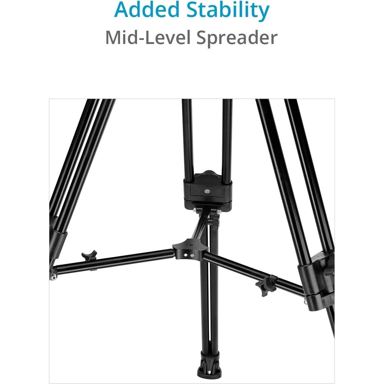 Trípode Proaim P-TP-100-B para DSLR, Carga 80kg, Altura 78.74-134.62cm