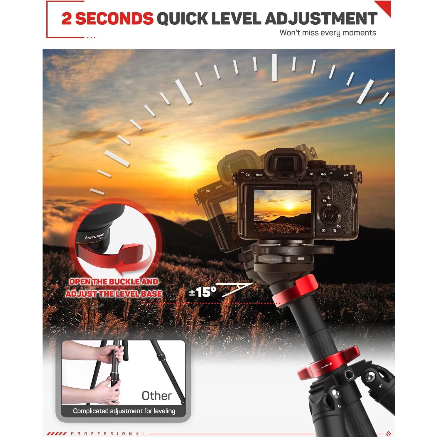 Trípode de Video IFOOTAGE de Fibra de Carbono 165 cm + Grúa Mini M1 III 216 cm