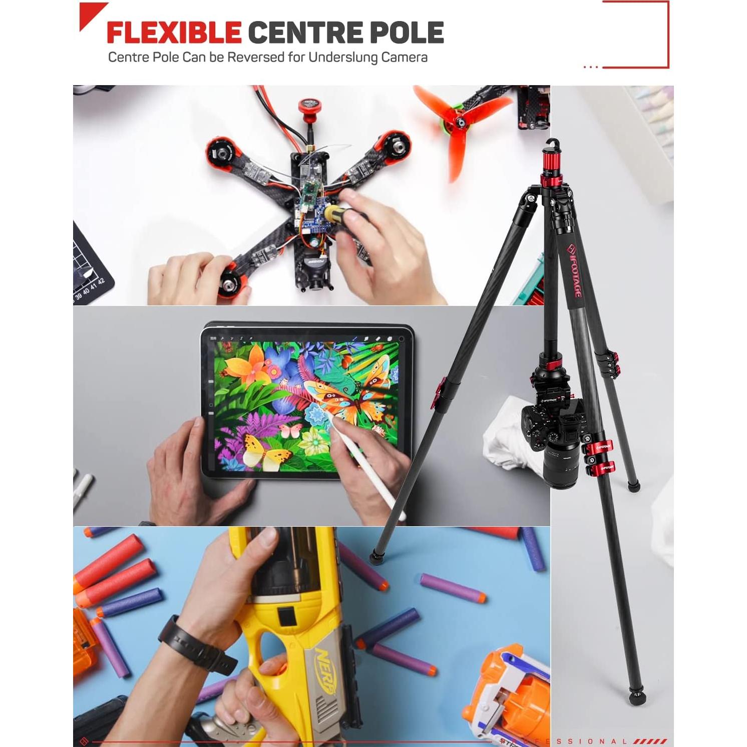 Trípode de Video IFOOTAGE de Fibra de Carbono 165 cm + Grúa Mini M1 III 216 cm