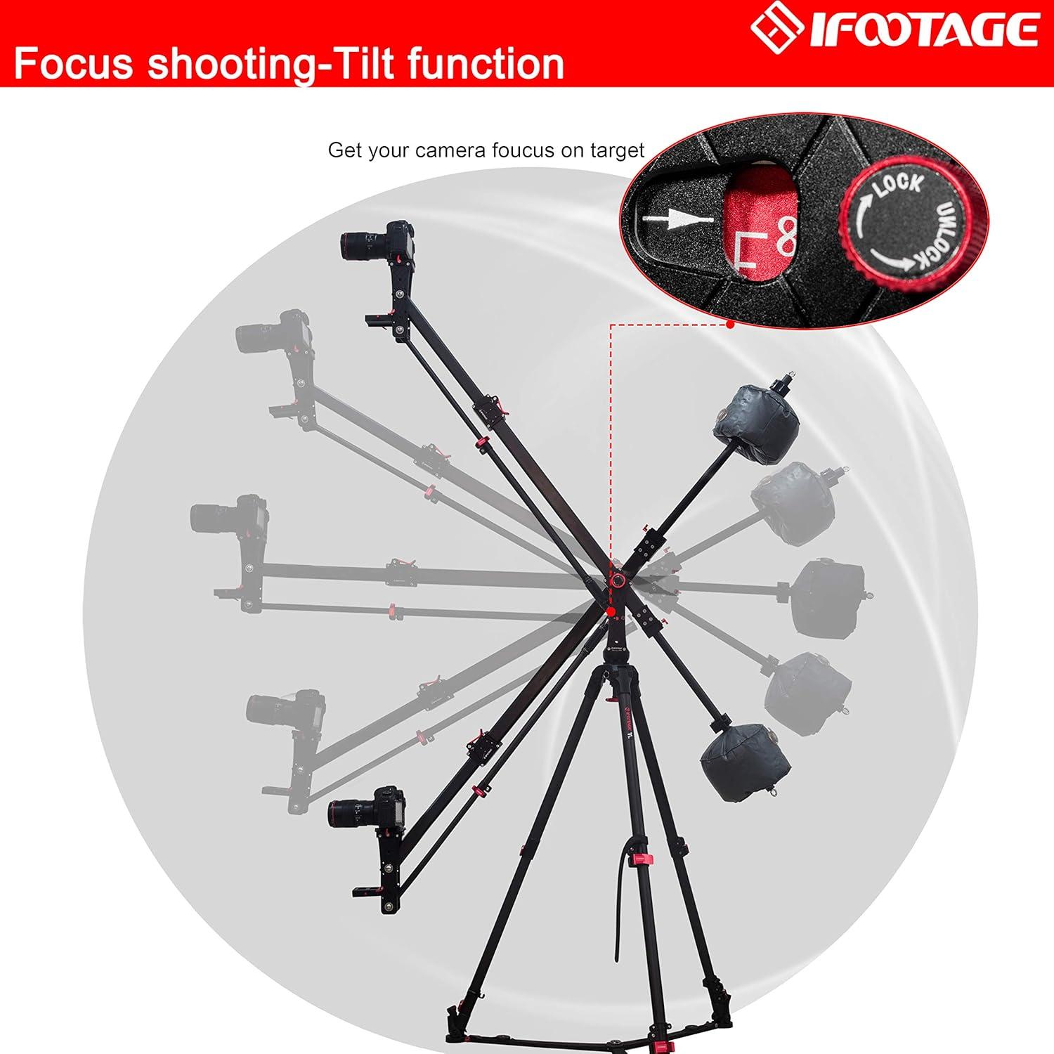Trípode de Video IFOOTAGE de Fibra de Carbono 165 cm + Grúa Mini M1 III 216 cm