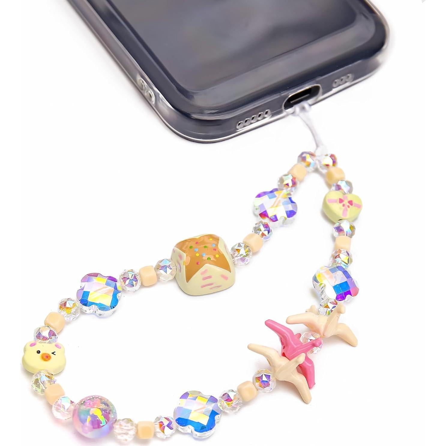 Lanyard de Teléfono BONNY BOXX con Perlas de Cristal - Grulla