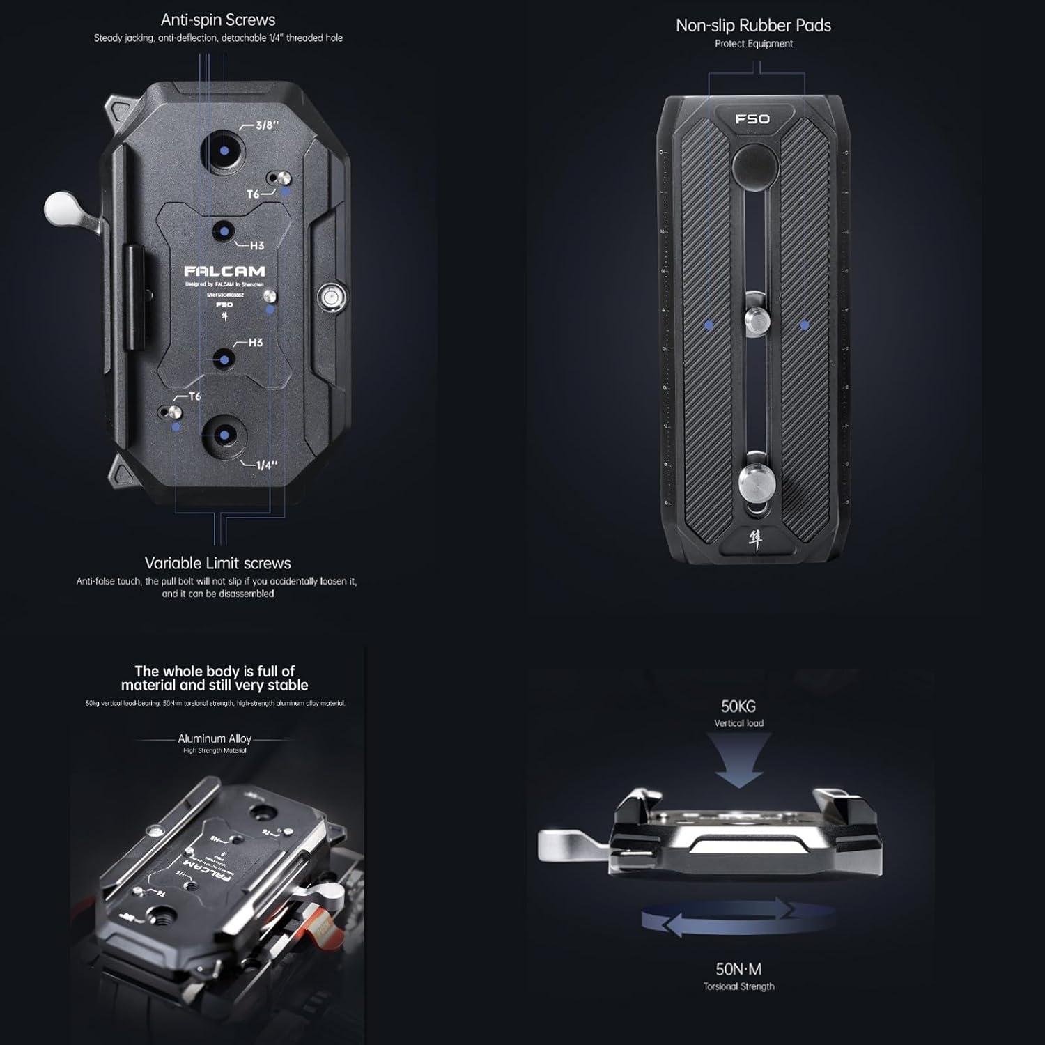 Kit Liberación Rápida F50 FALCAM para Cámara de Cine 50kg