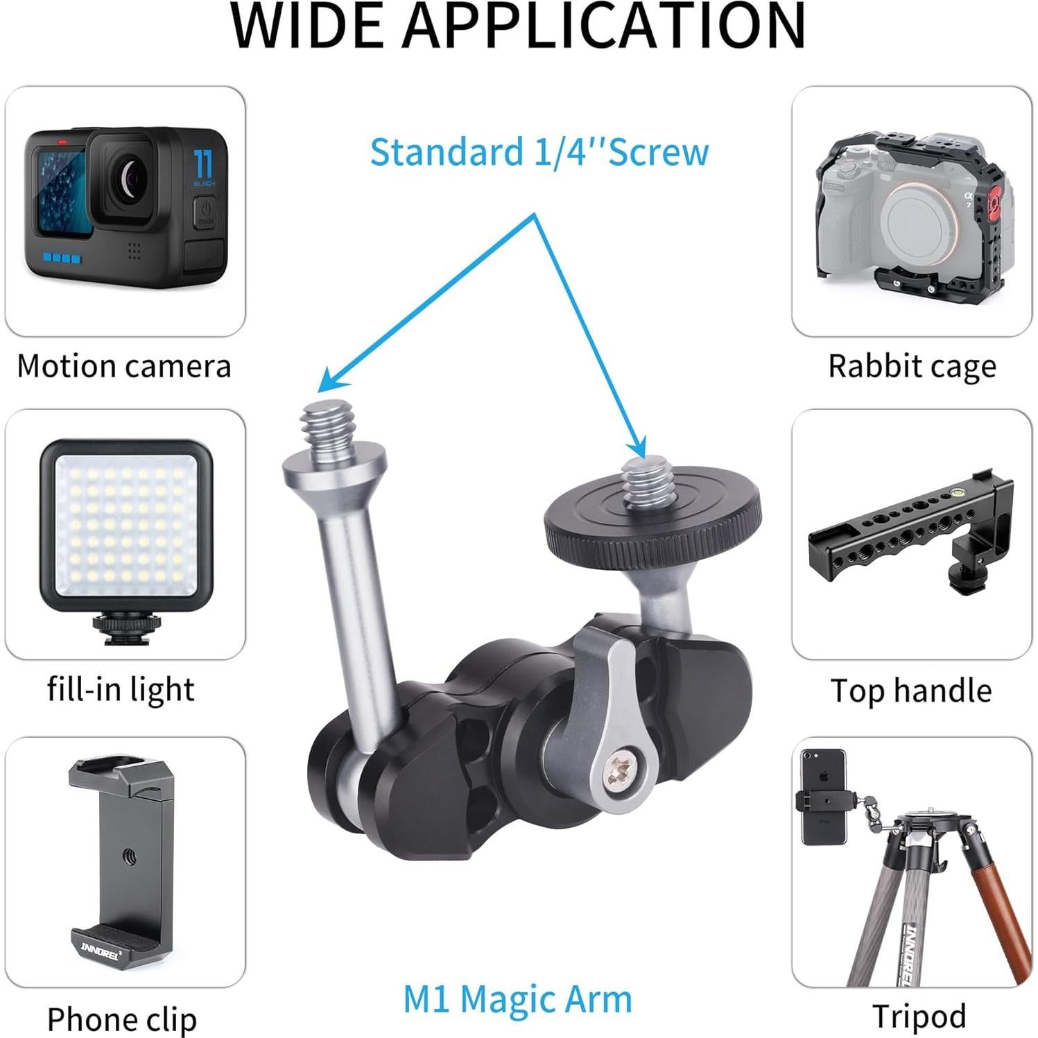 Brazo Mágico INNOREL M1 Ajustable Aluminio 3kg para Trípode
