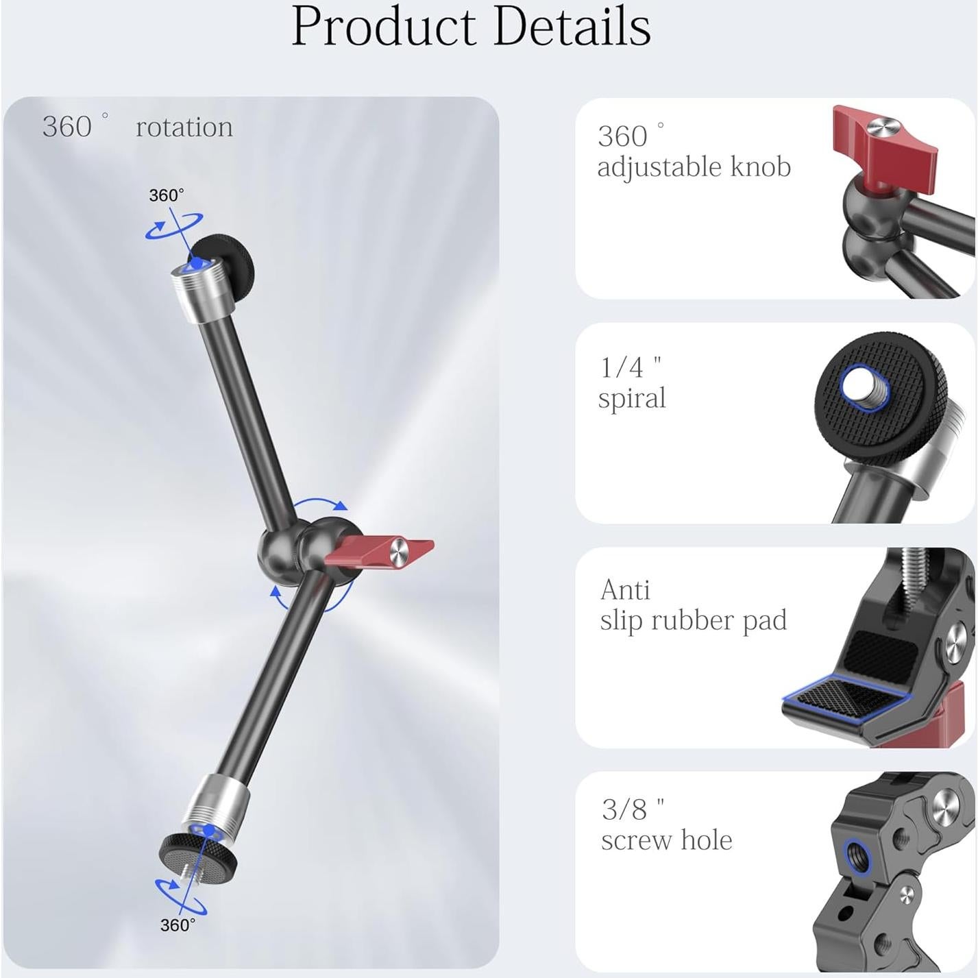 Soporte de cámara Taisioner con brazo mágico 24.5cm y abrazadera
