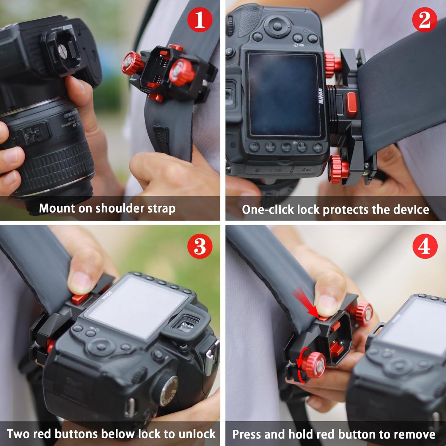 Clip de cámara Taisioner con liberación rápida para DSLR