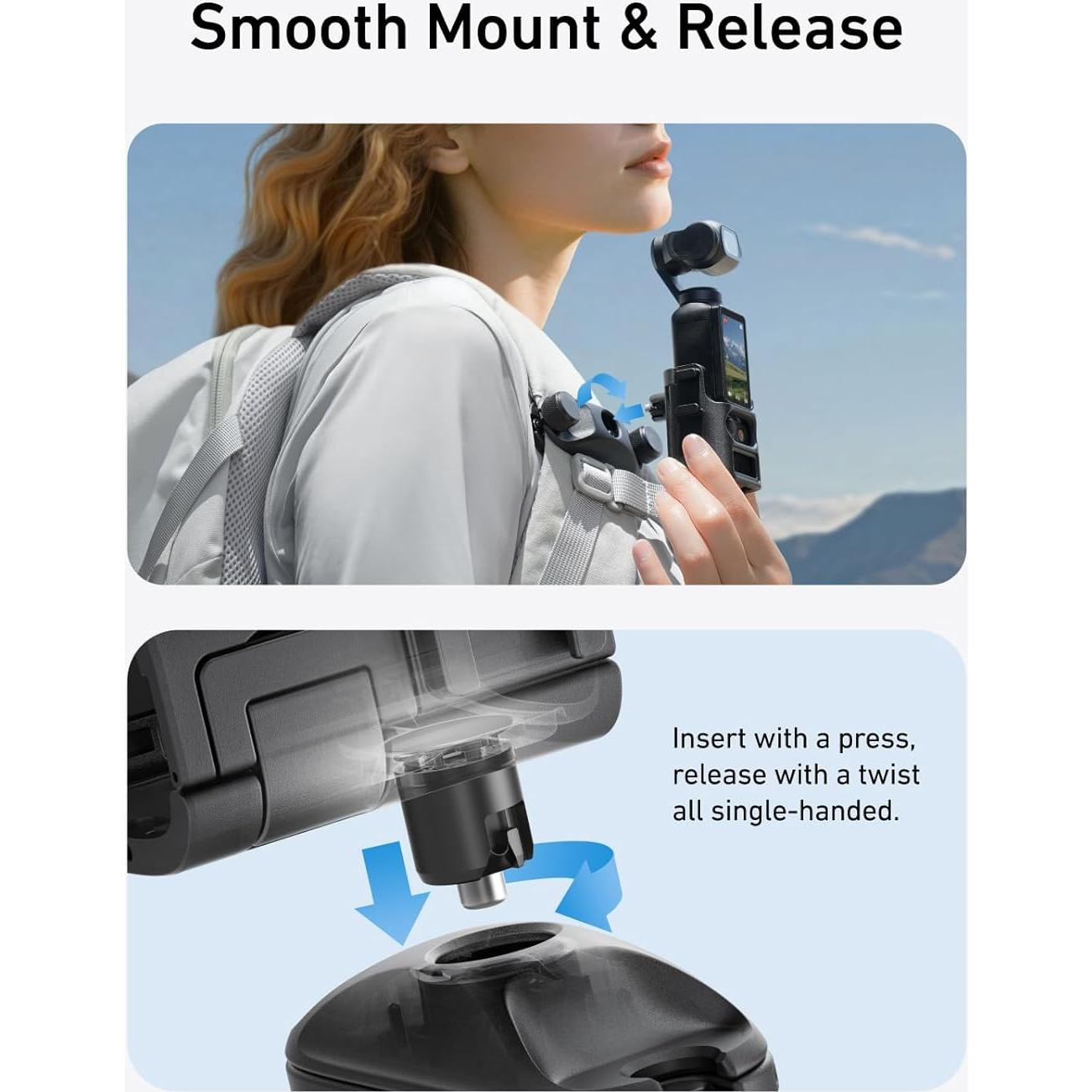 Soporte Clip para Mochila TELESIN DJI Osmo Pocket 3 Antideslizante