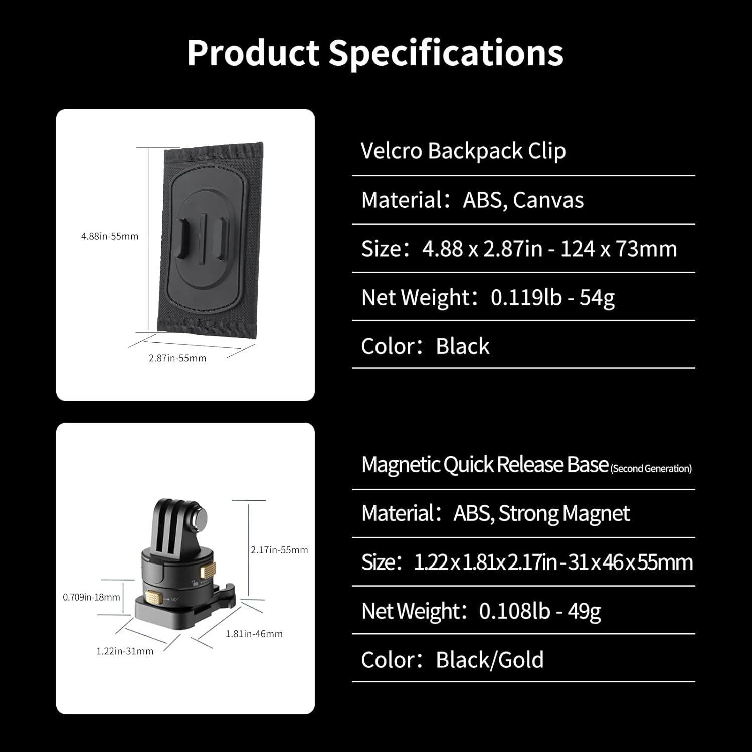 Montaje de Mochila Magnético Mechrig para Cámara de Acción