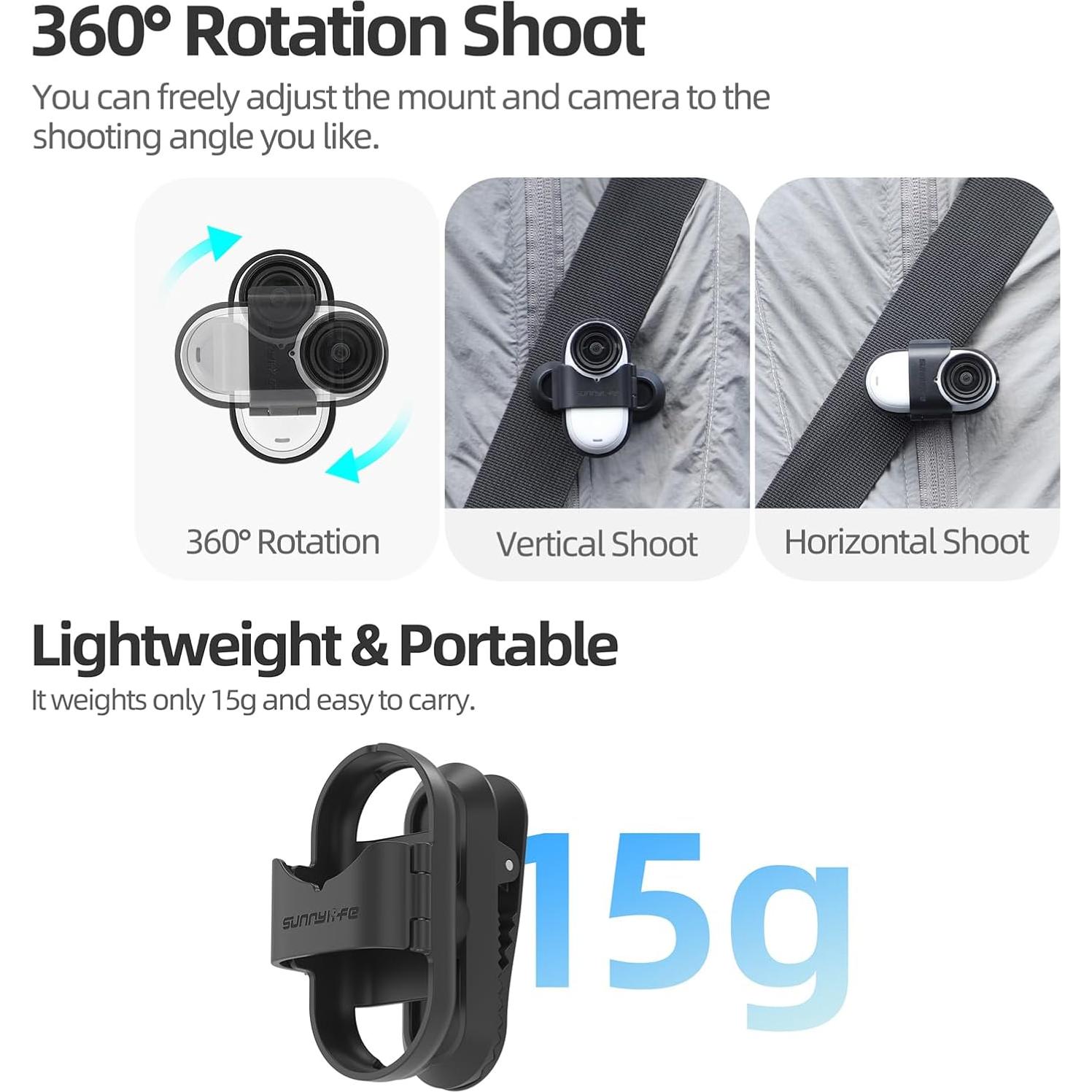 Clip de Mochila Sinyutia para Cámara Insta 360 Go 3s - Rotación 360°
