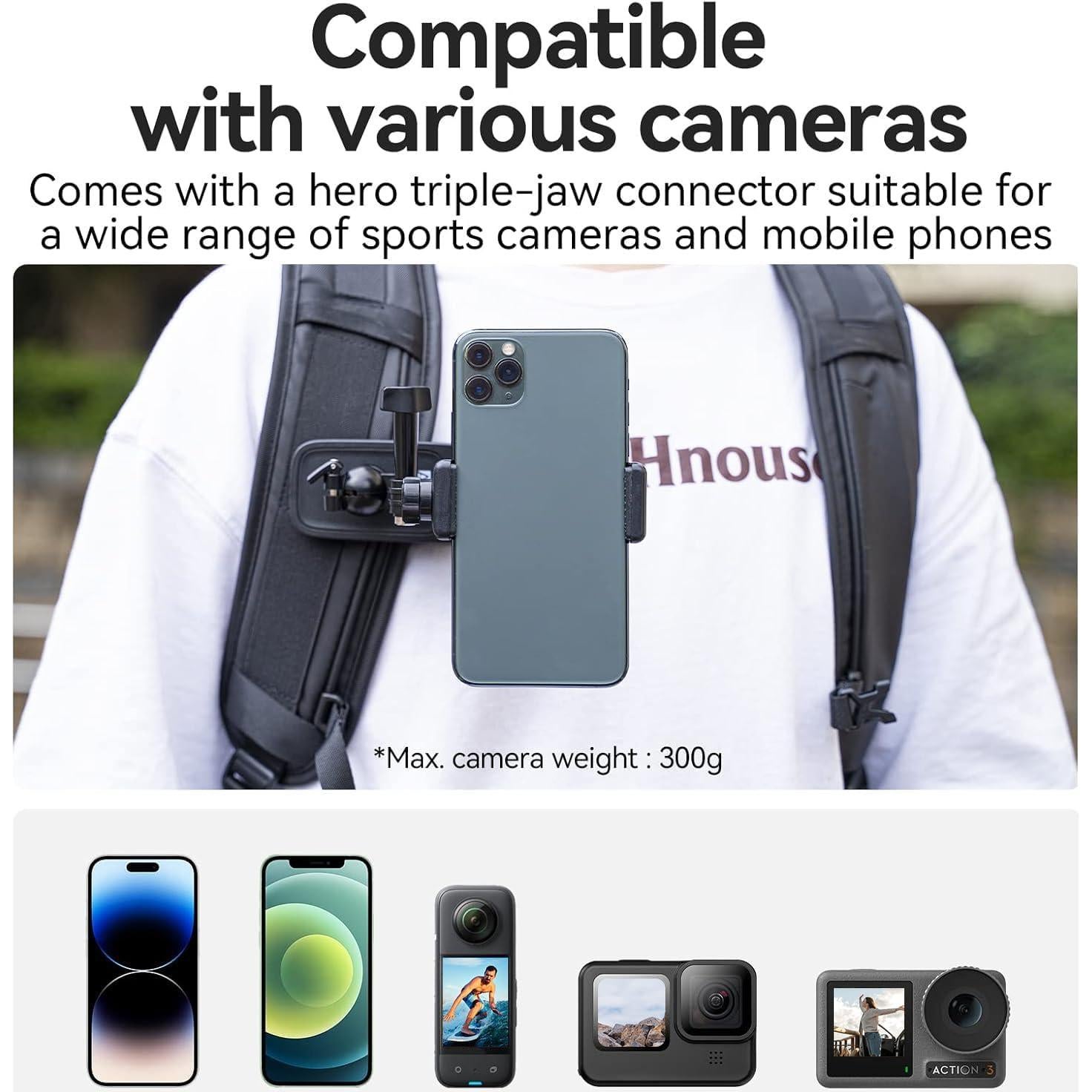 Clip de Mochila Giratorio 360° Adaptom para Teléfono y GoPro