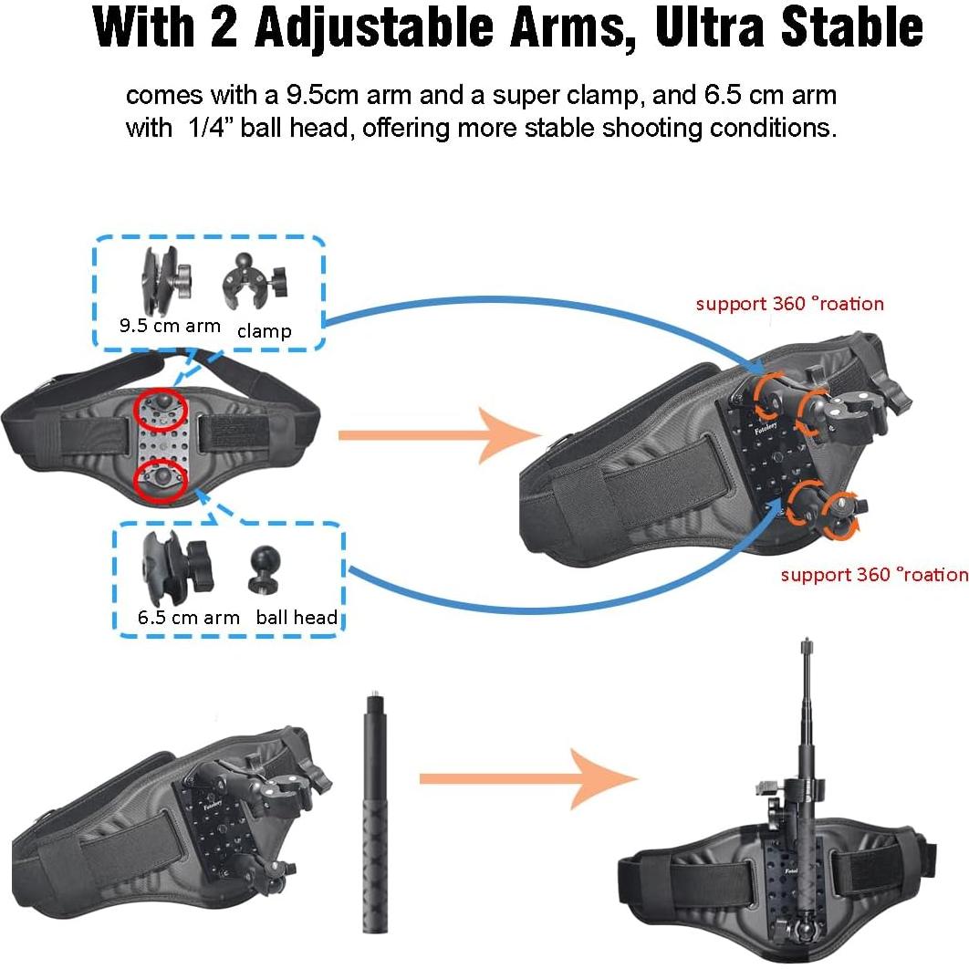 Montura de Cintura FT para Cámaras de Acción Ajustable 139.7 cm