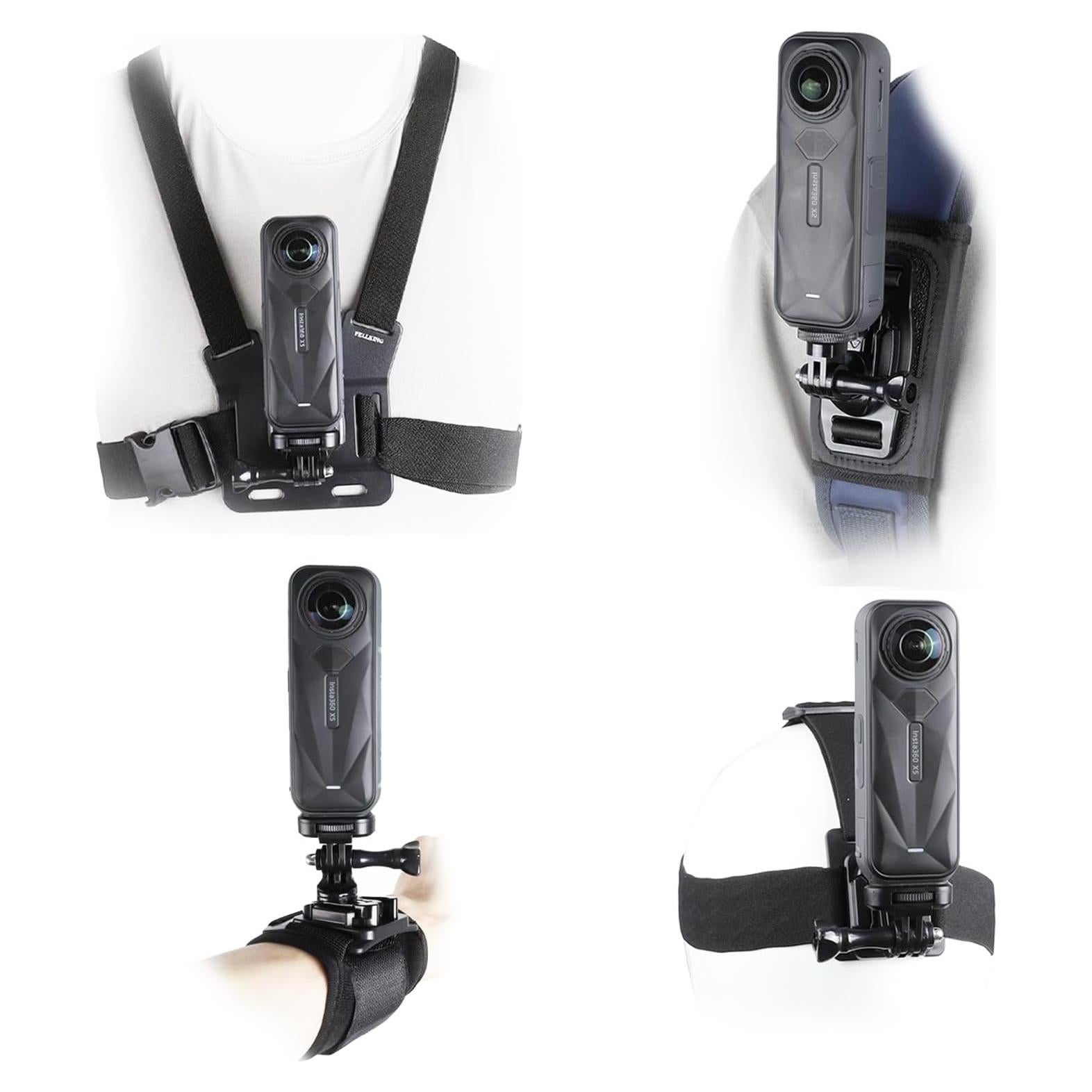 Kit de Accesorios para Cámara Insta360 X5 X4 X3 X2 - Arnés, Correas y Adaptador