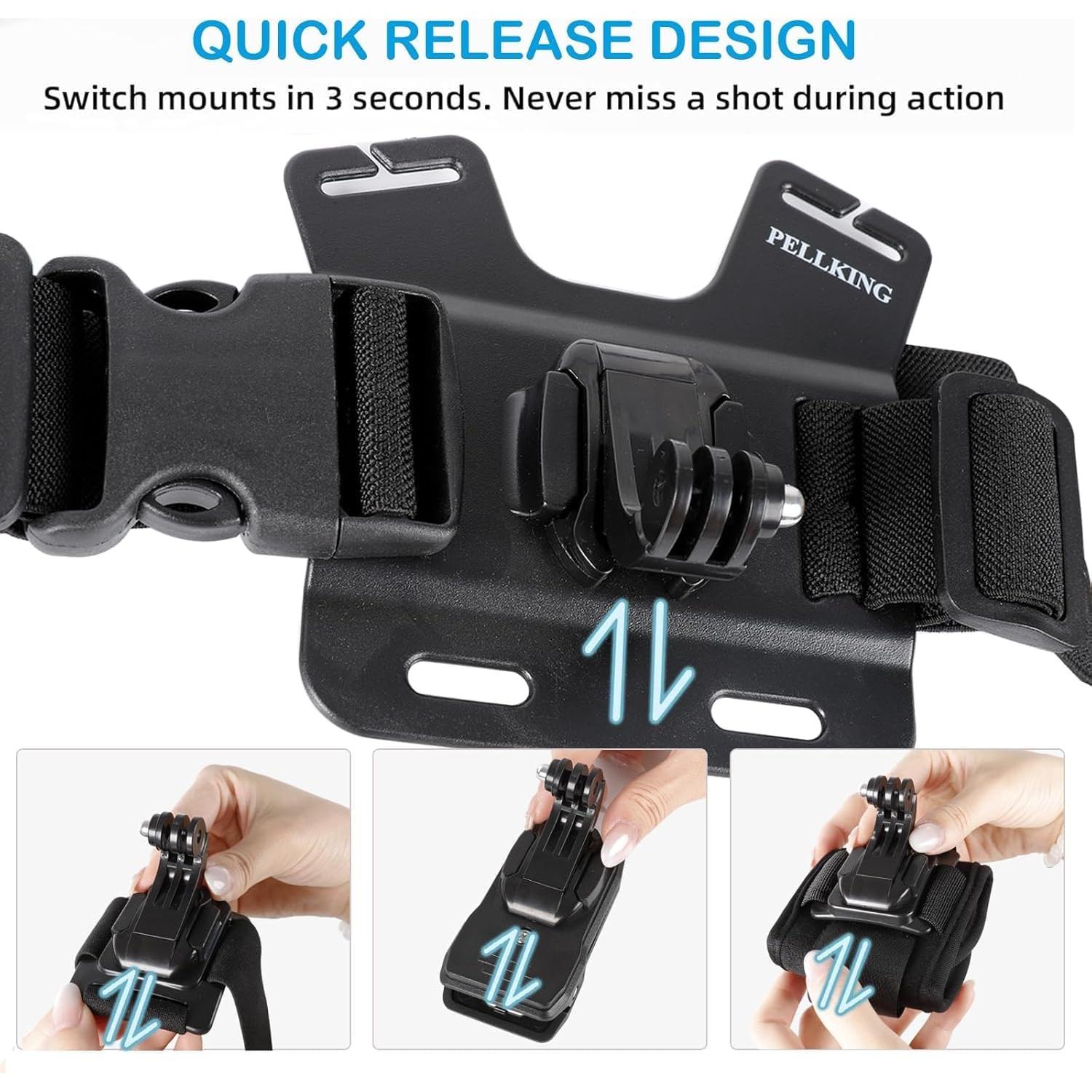 Kit de Accesorios para Cámara Insta360 X5 X4 X3 X2 - Arnés, Correas y Adaptador