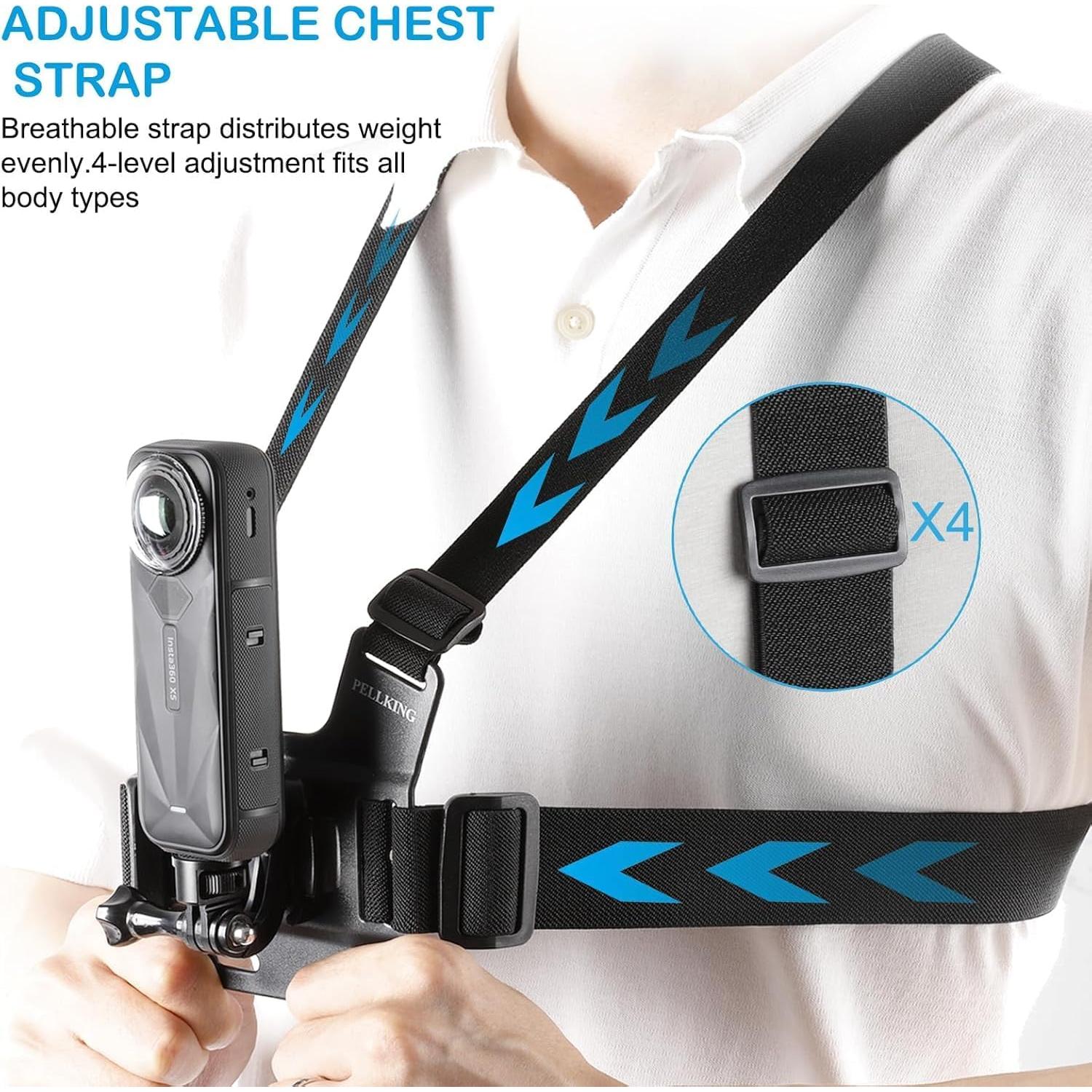 Kit de Accesorios para Cámara Insta360 X5 X4 X3 X2 - Arnés, Correas y Adaptador