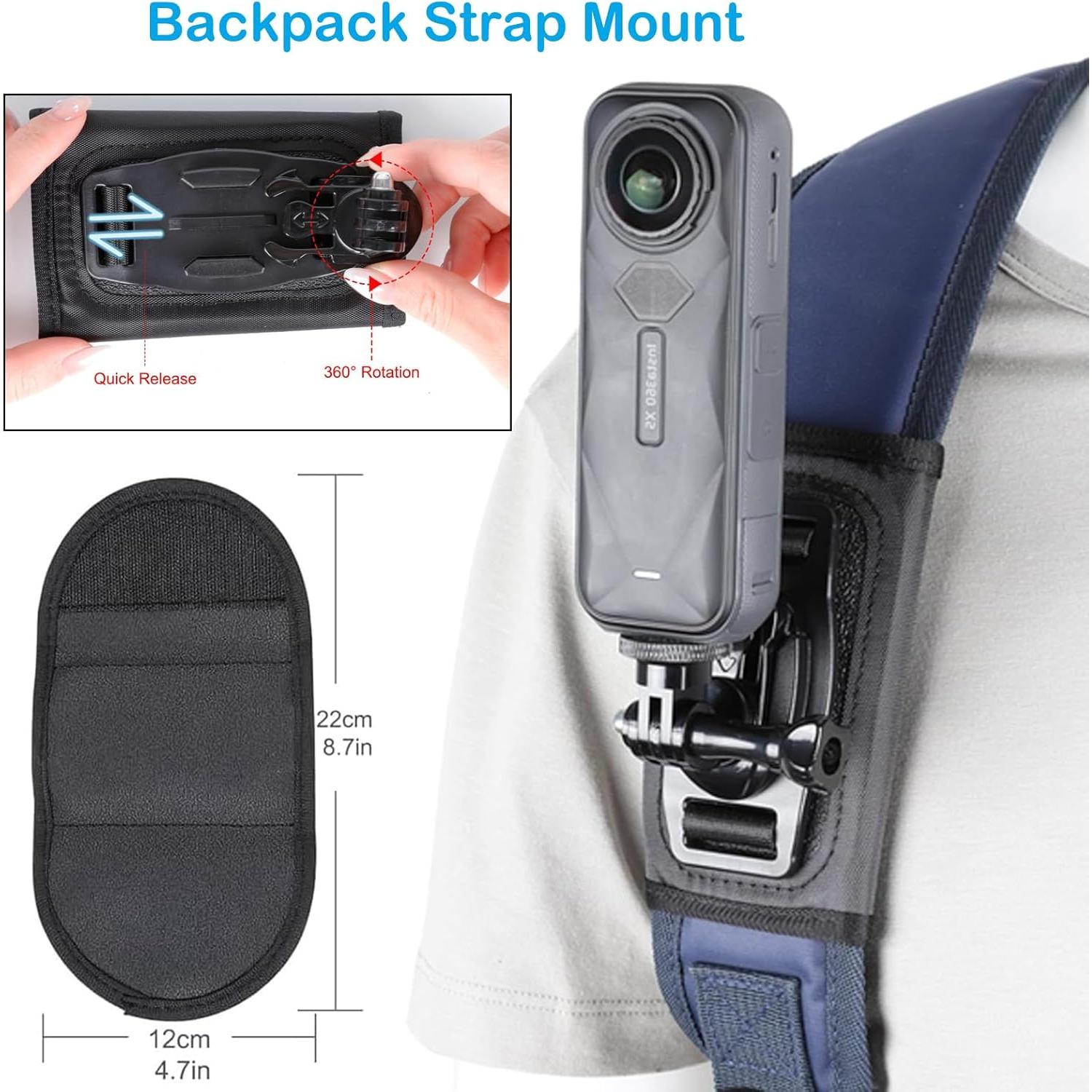 Kit de Accesorios para Cámara Insta360 X5 X4 X3 X2 - Arnés, Correas y Adaptador