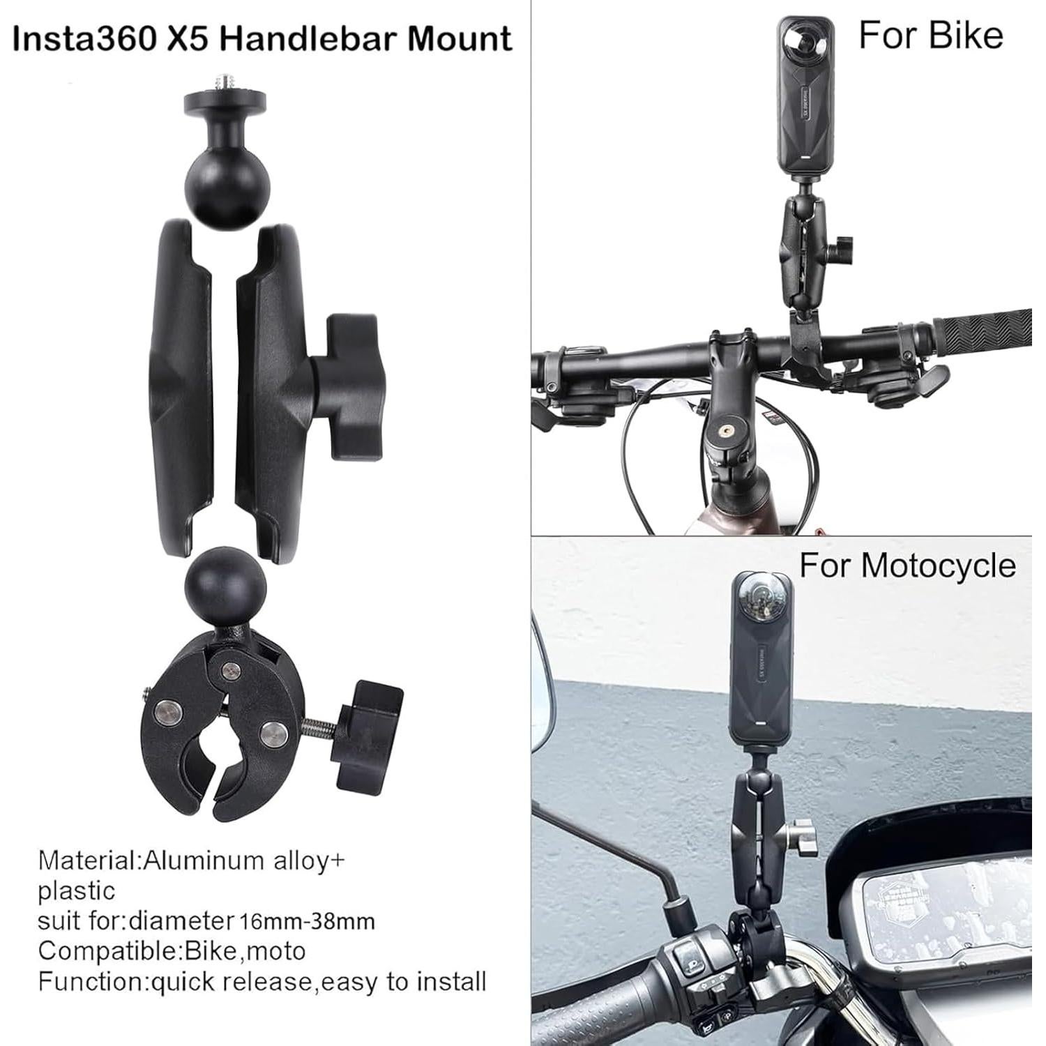 Kit de Montaje PellKing para Insta360 X5/X4 - Manillar y Casco