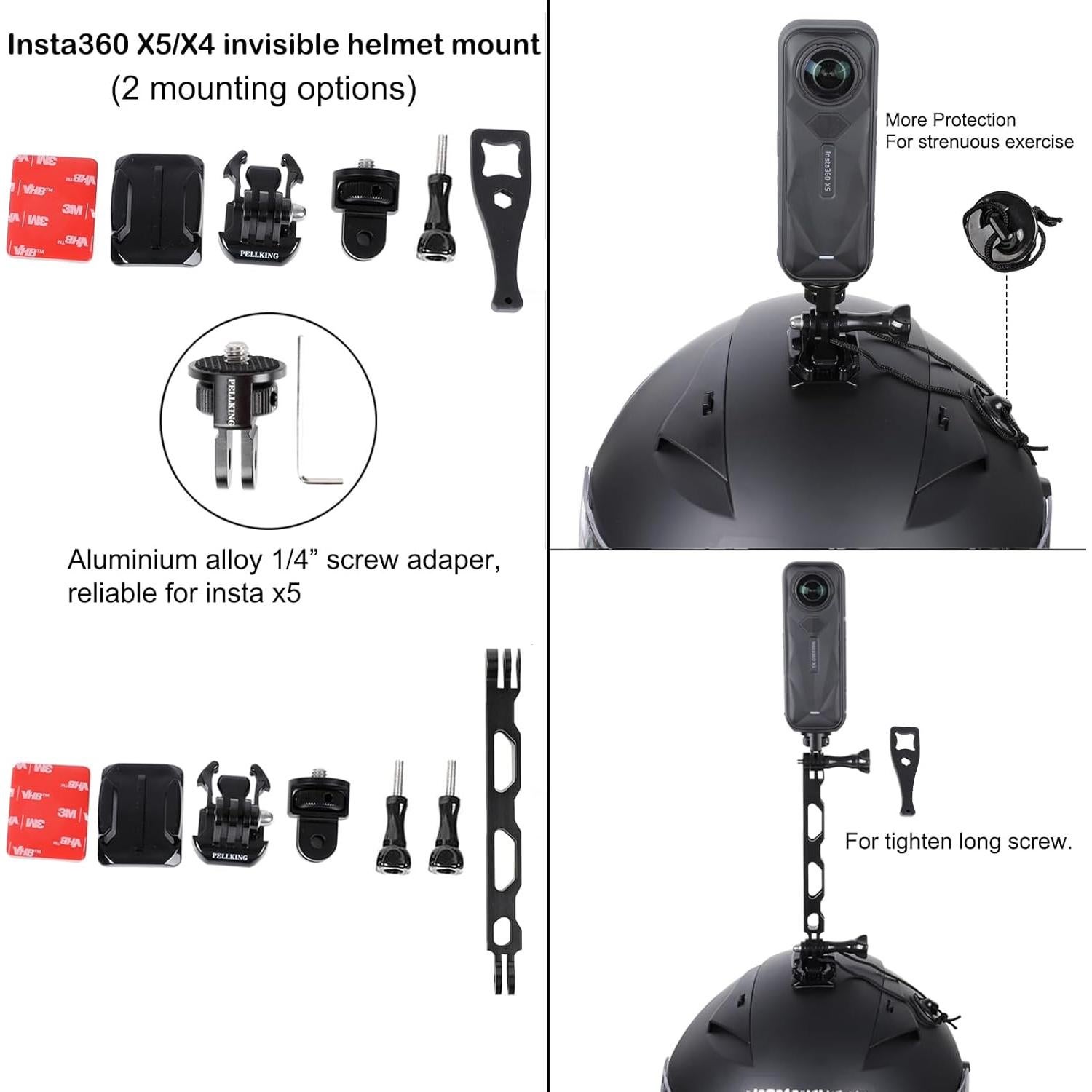 Kit de Montaje PellKing para Insta360 X5/X4 - Manillar y Casco