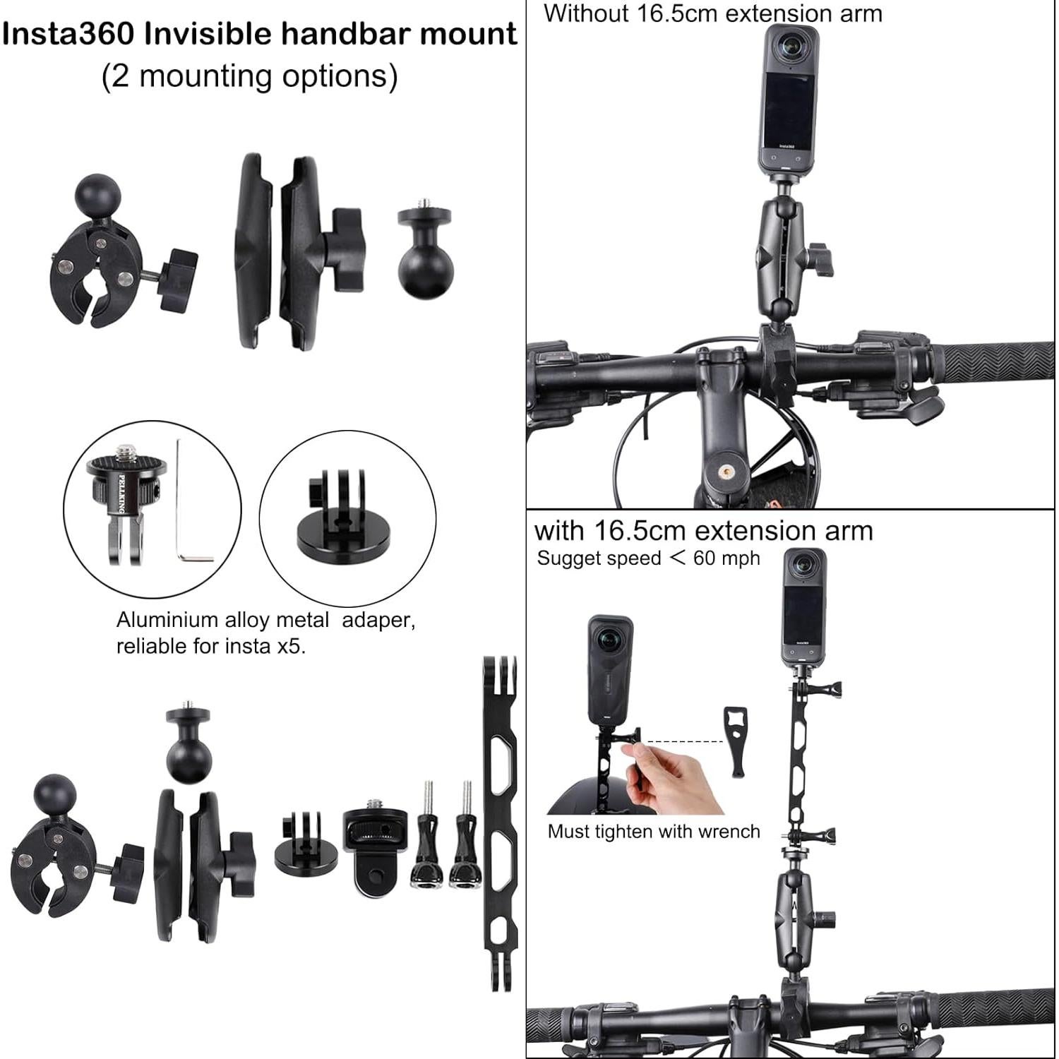 Kit de Montaje PellKing para Insta360 X5/X4 - Manillar y Casco