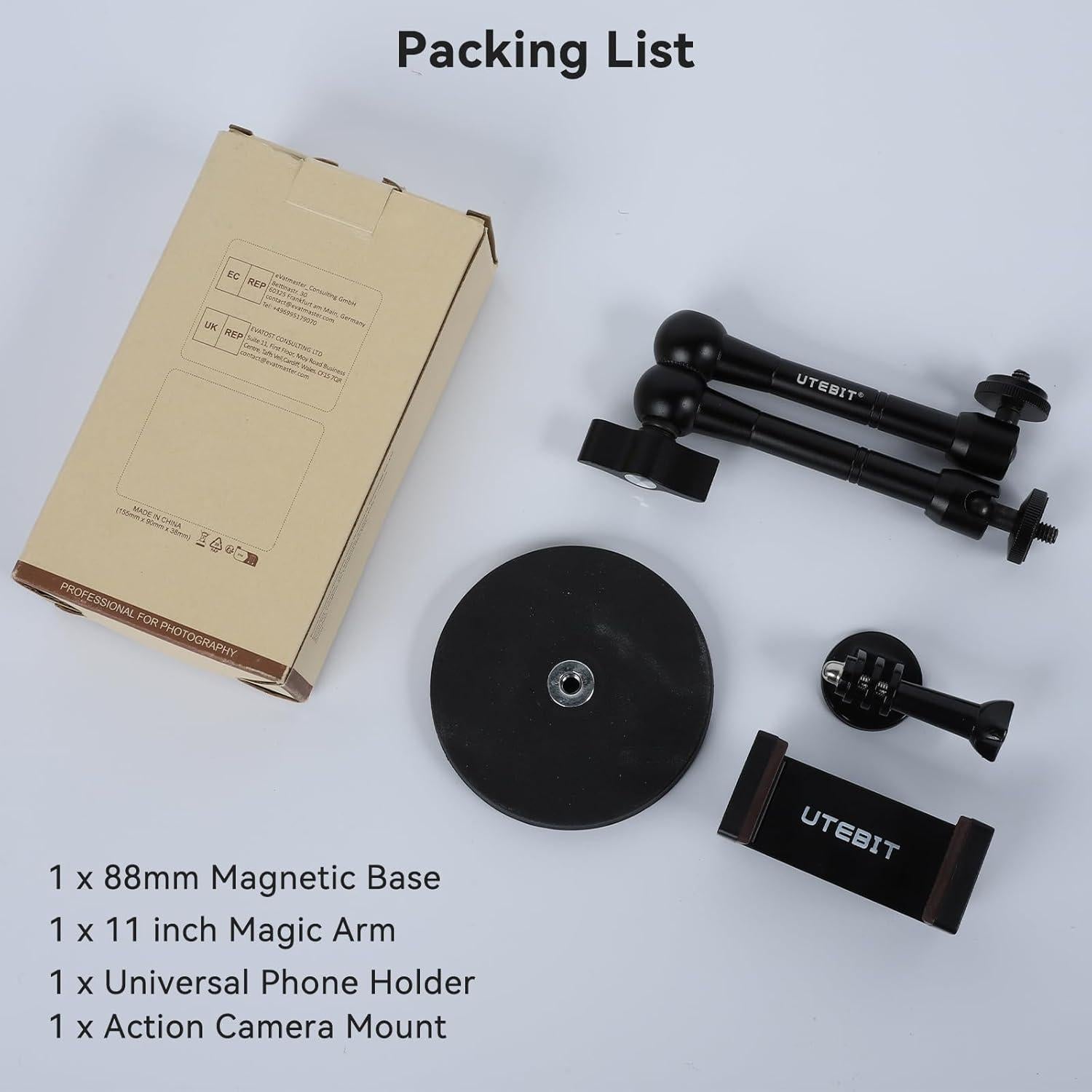 Soporte de Cámara Magnético UTEBIT 88mm con Brazo de 27.94cm