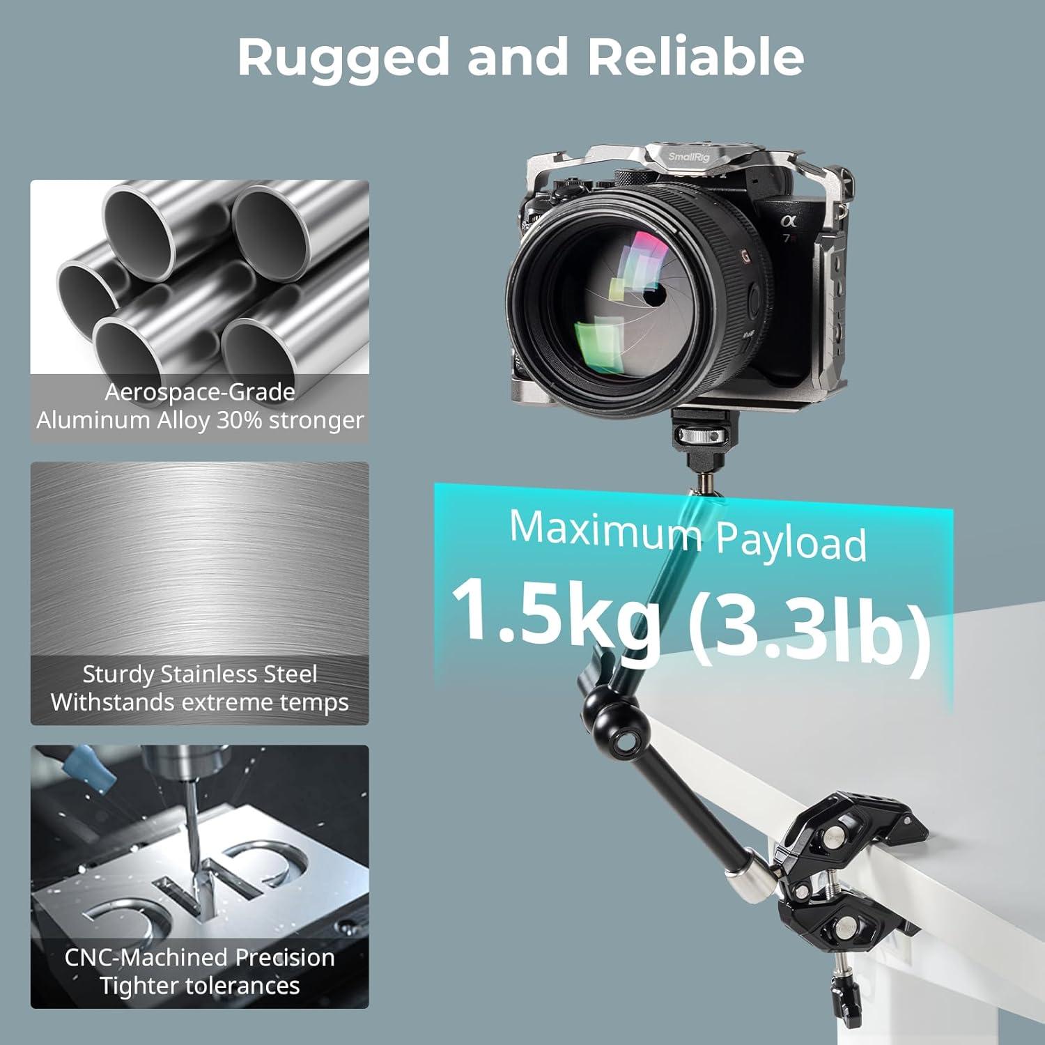 Brazo Mágico SmallRig 5312 con Abrazadera Antideflectante 1.5kg