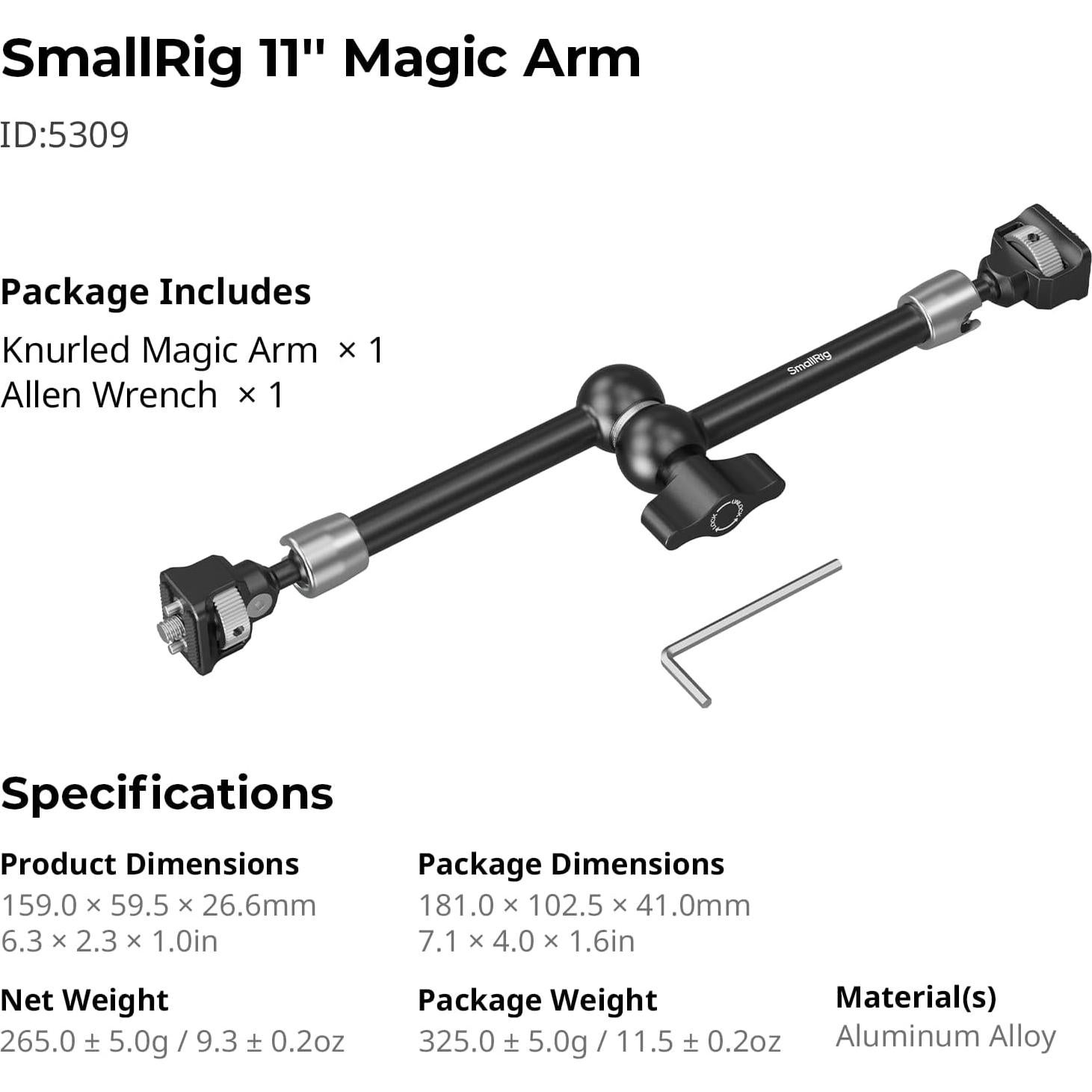 Brazo Mágico SmallRig 5309 28cm Antideslizante 1.5kg