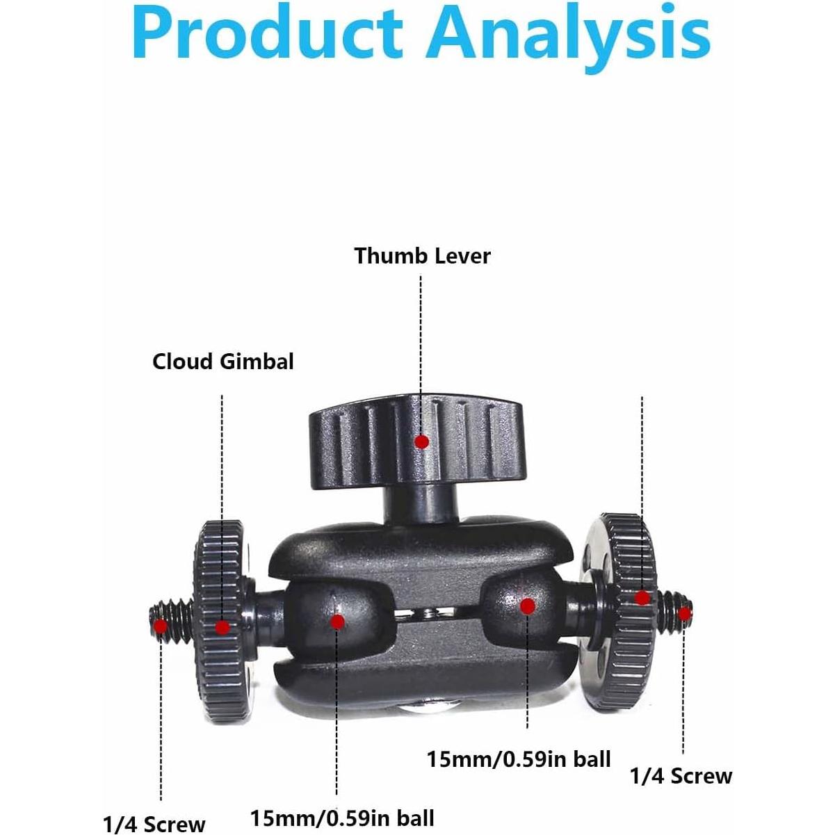 Paquete de 2 brazos mágicos ajustables Genérico con cabezal de bola dual