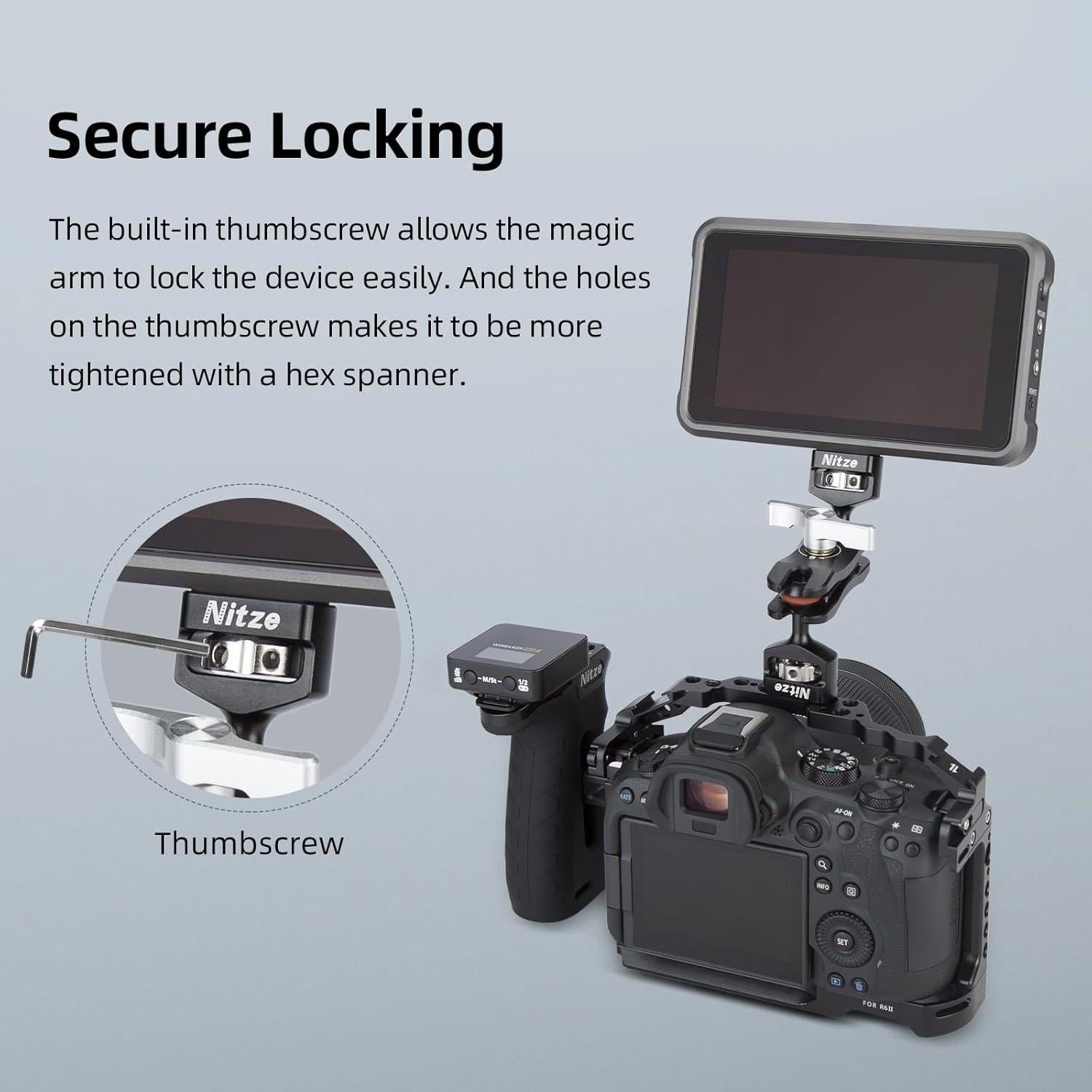 Brazo Mágico Nitze N50-G1 con Doble Cabezal Esférico 13.39cm