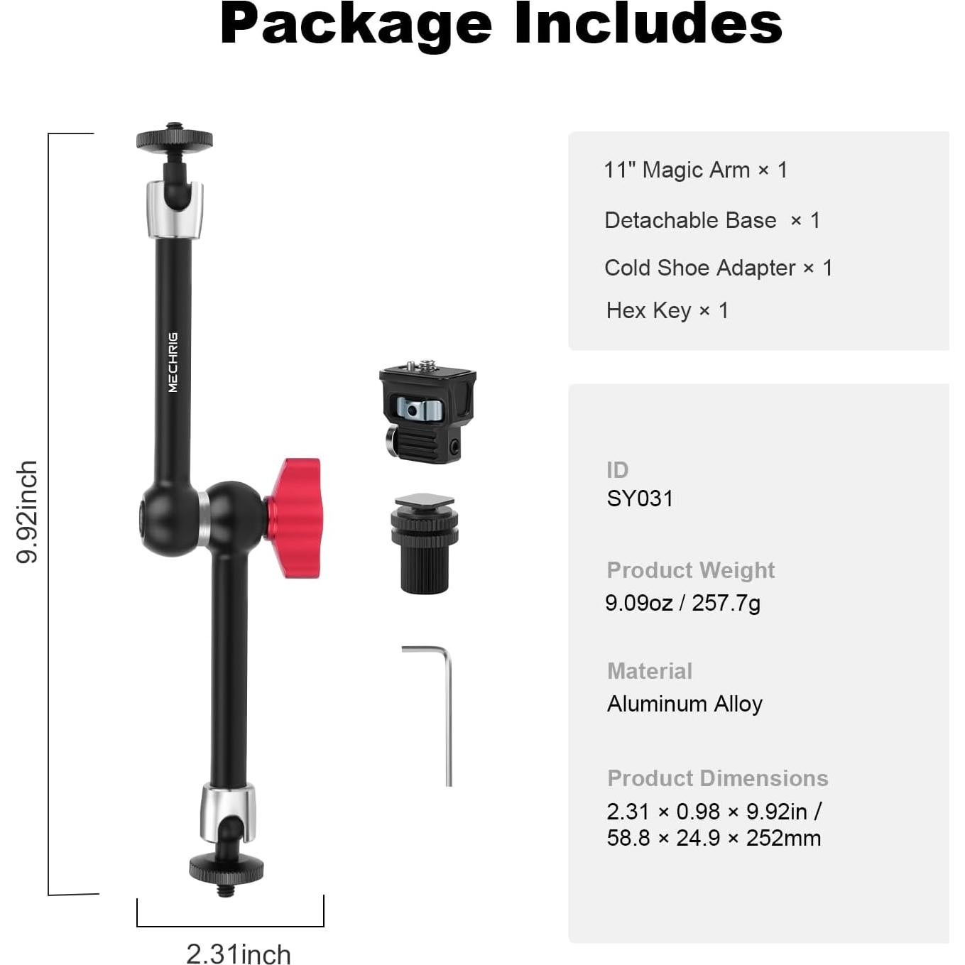 Brazo Mágico Articulado 28cm Mechrig SY031 Aluminio 2.5kg