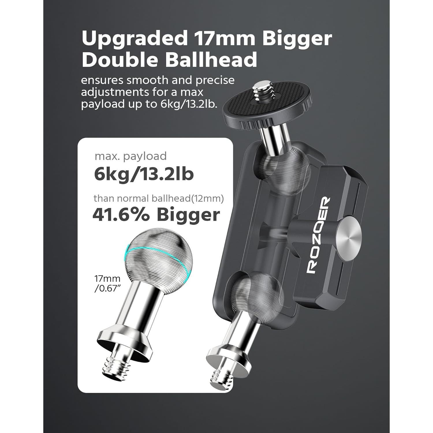 Brazo Mágico Universal ROZOER 97.4mm con Cabeza Doble Bola