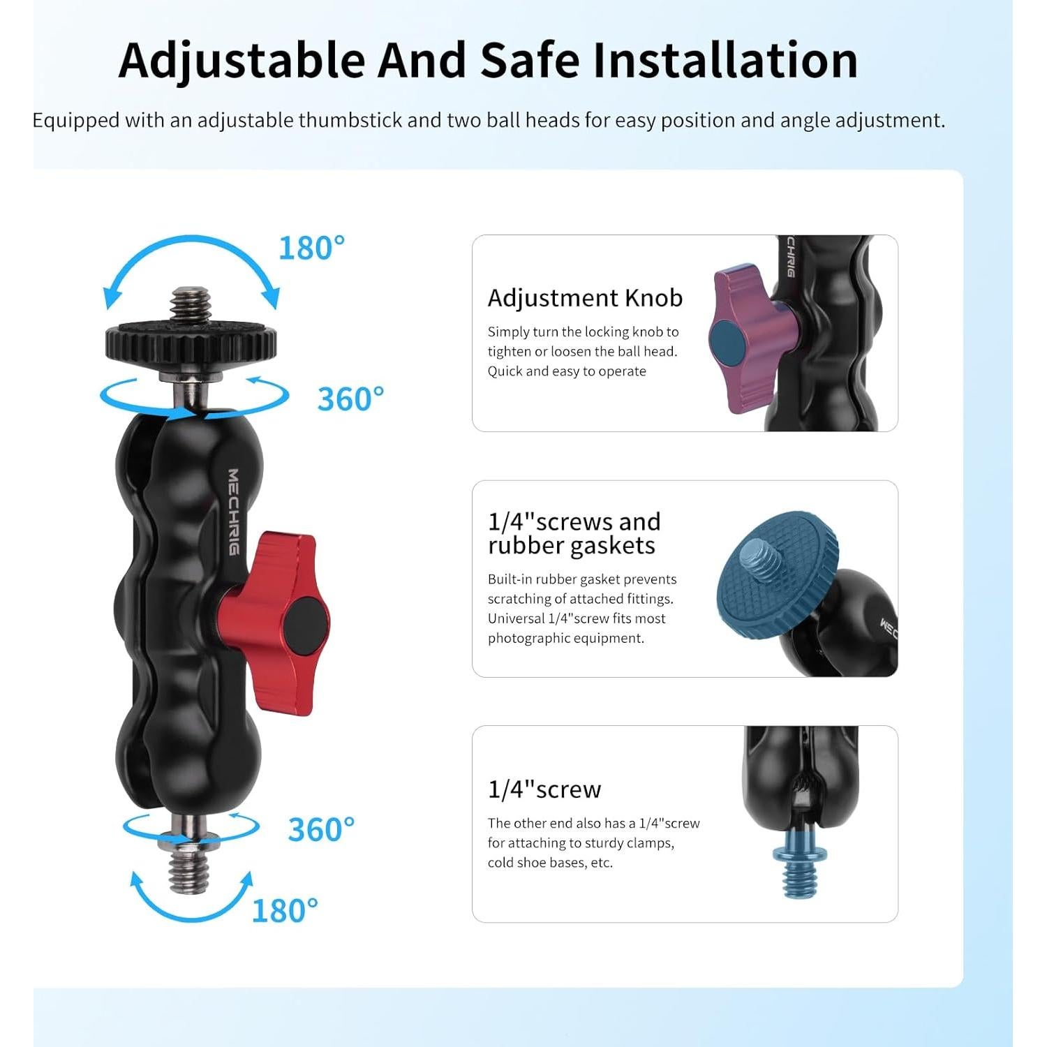 Kit de Brazo Mágico Mechrig - 2 Piezas, Ajustable 360°