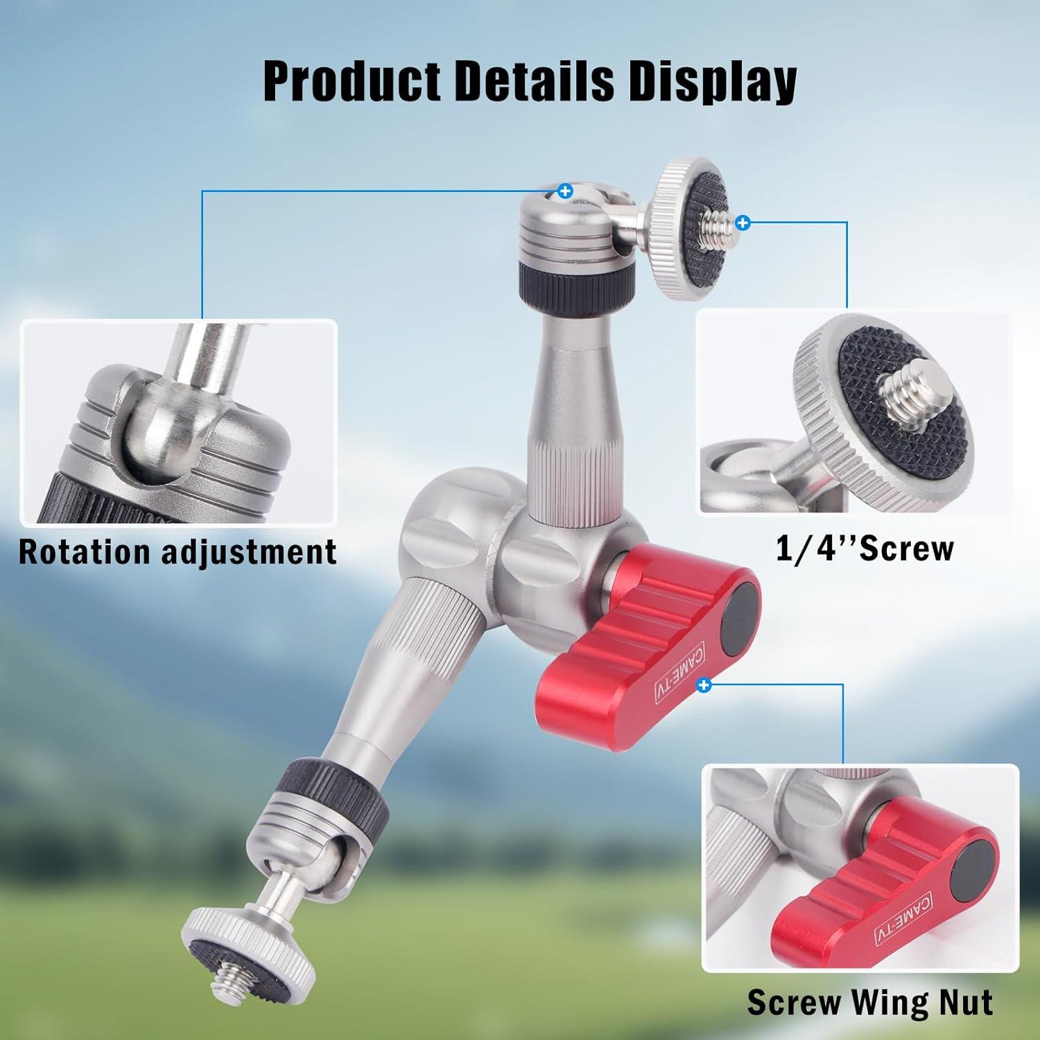 Soporte de Cabeza de Bola Ajustable CameTV 17.78 cm para DSLR y GoPro