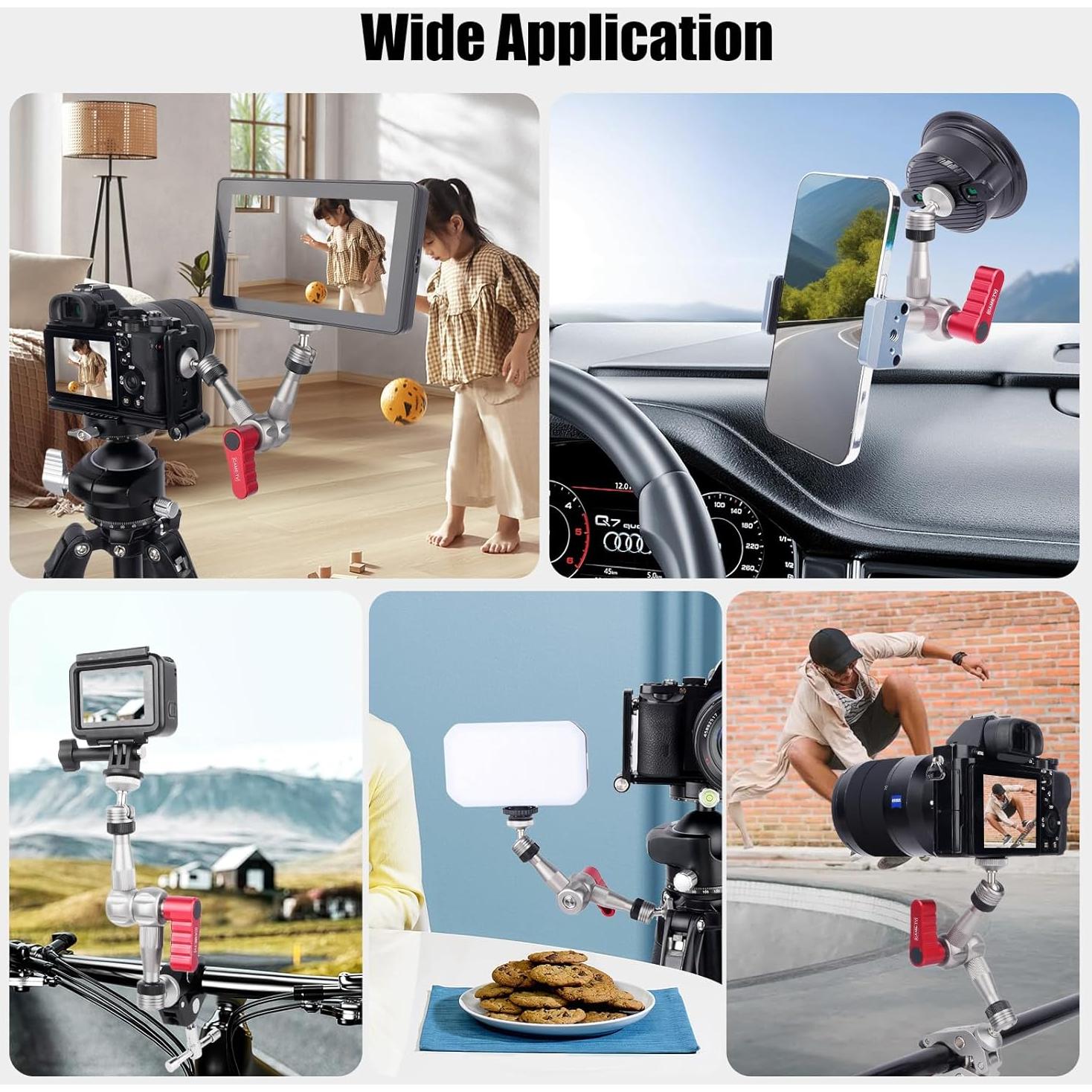 Soporte de Cabeza de Bola Ajustable CameTV 17.78 cm para DSLR y GoPro