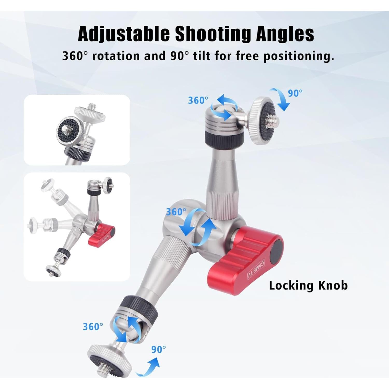 Soporte de Cabeza de Bola Ajustable CameTV 17.78 cm para DSLR y GoPro