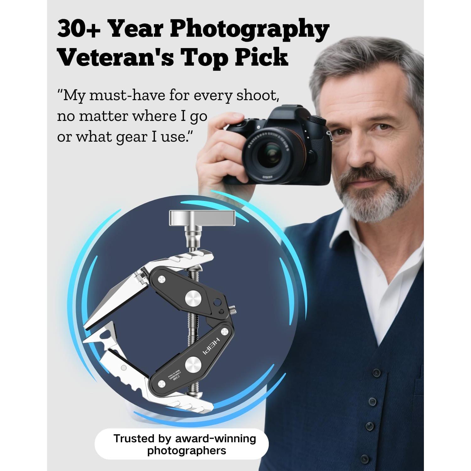 HEIPI Soporte para Cámara y Teléfono con Abrazadera Super 100mm