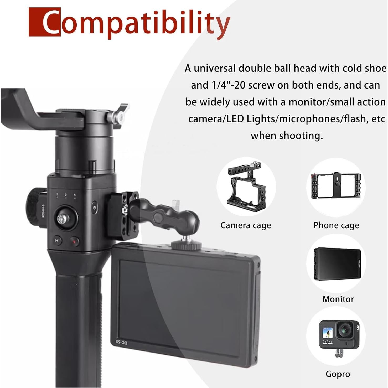 Mini Magic Arm Doble Cabeza de Bola Lanxire L0072 para Accesorios