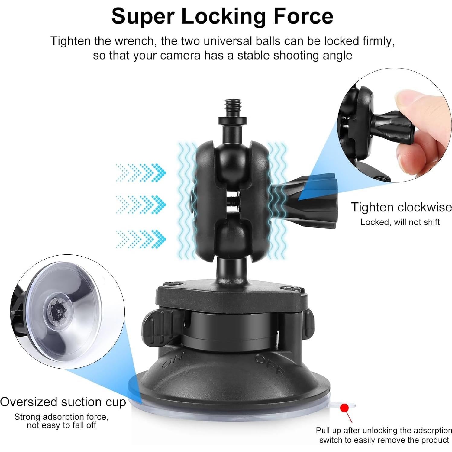 Soporte de cámara PULUZ con ventosa 360° para GoPro y DSLR