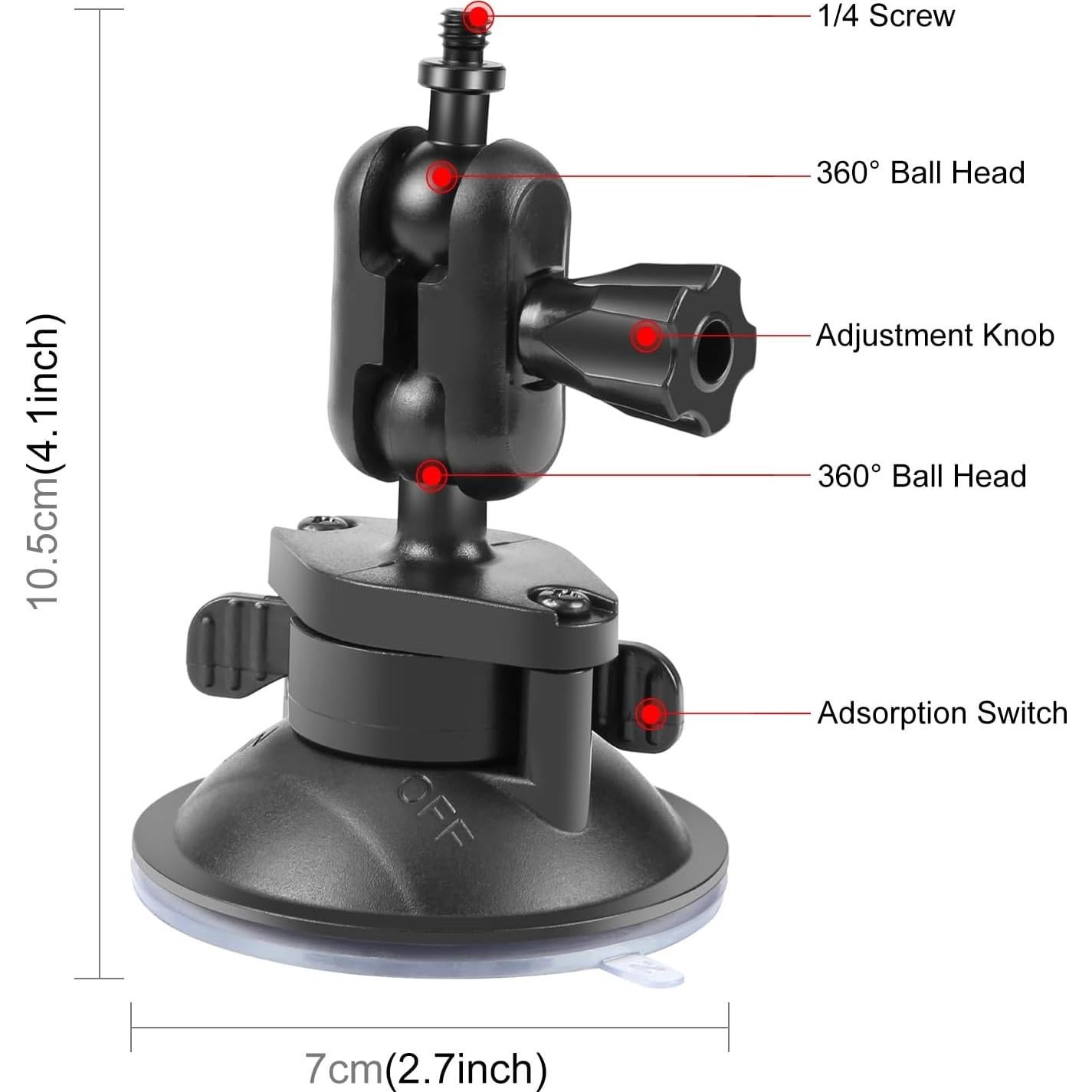 Soporte de cámara PULUZ con ventosa 360° para GoPro y DSLR
