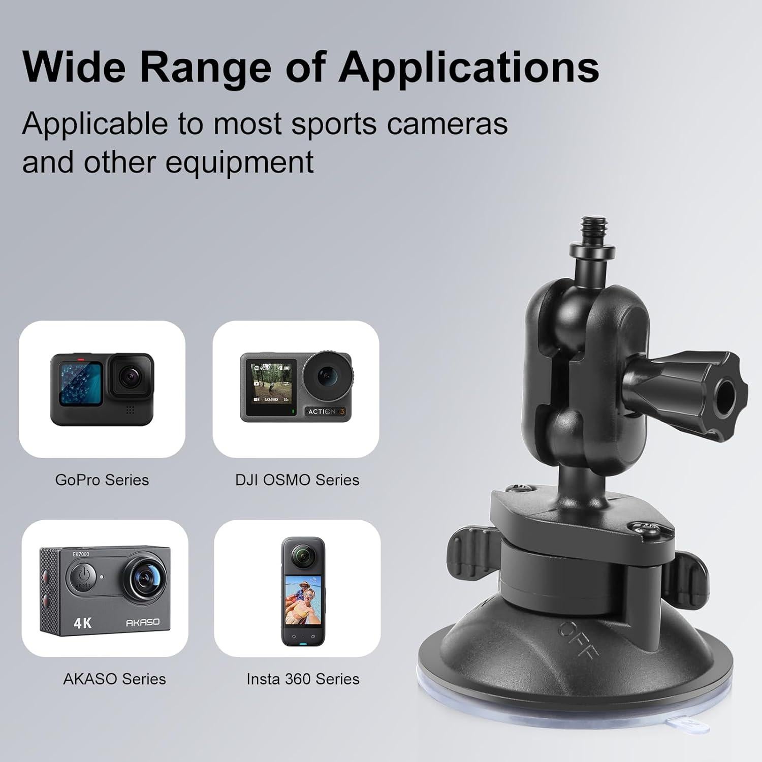 Soporte de cámara PULUZ con ventosa 360° para GoPro y DSLR