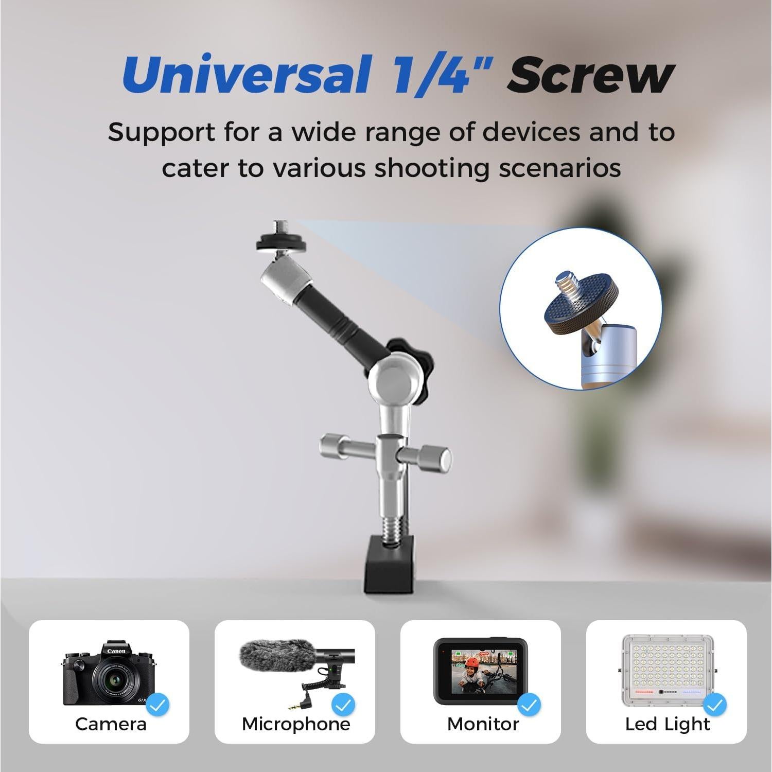 Abrazadera de cámara ATLI con brazo mágico 27.94 cm plata