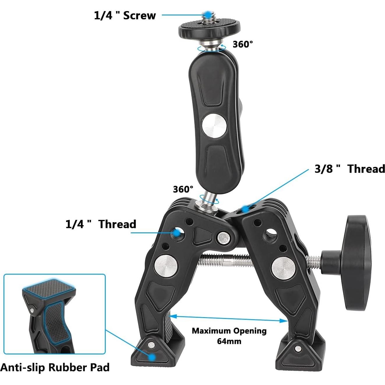 Soporte Super Clamp Articulado CAMVATE con Brazo Mágico 1.27-6.1 cm