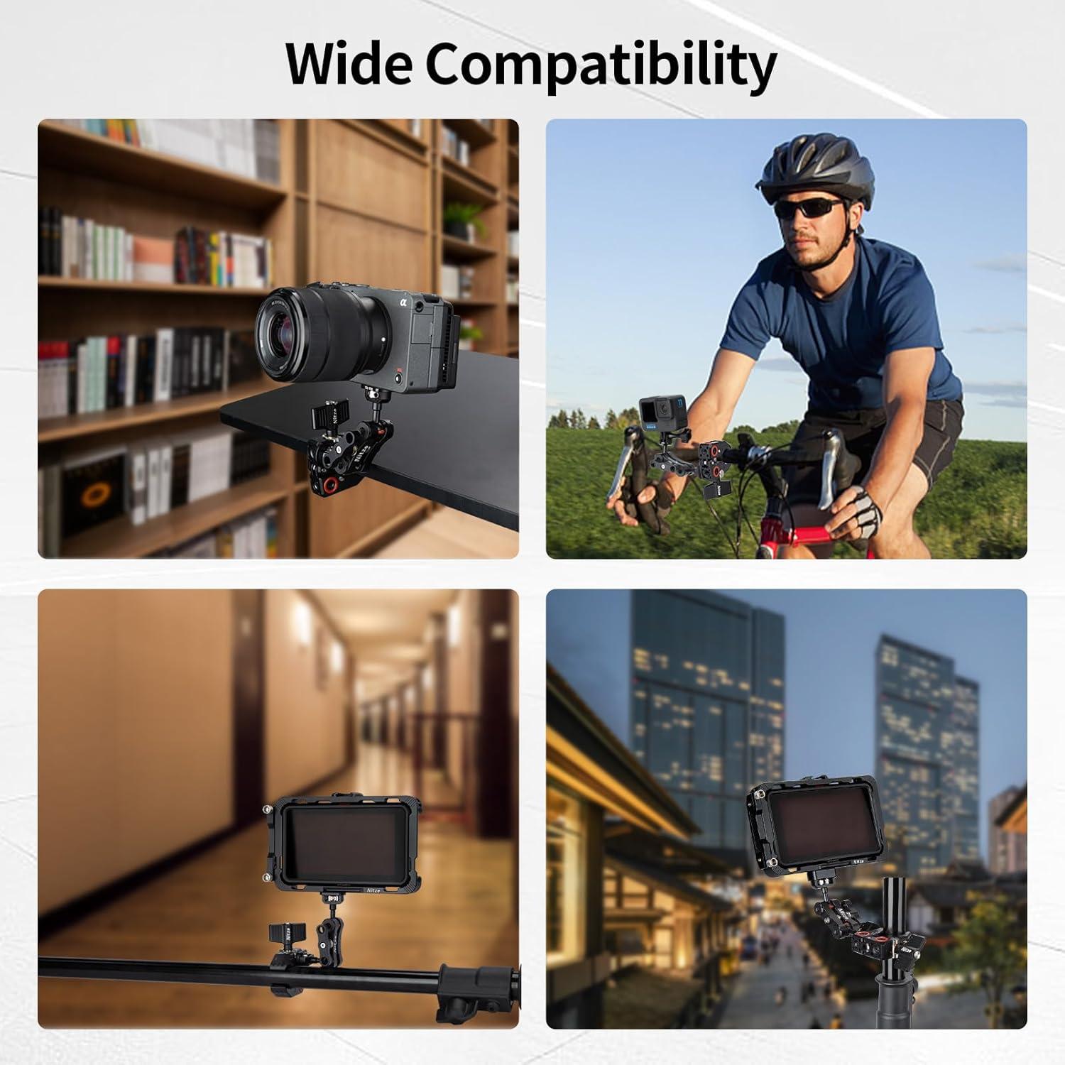 Nitze Camera Super Clamp, with Screws and Thread Adapters, Crab Clamp for Cameras, Unbrellas, Tripods, Cross Bars, Lights and Shelves - N18A