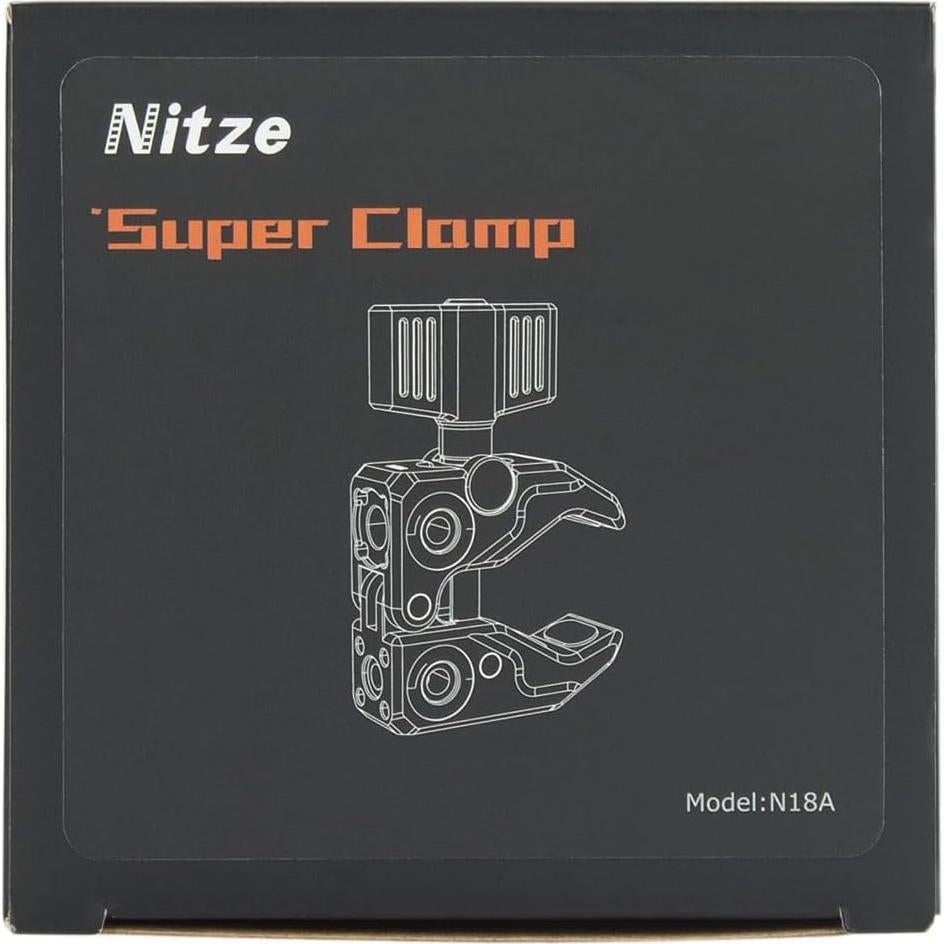 Nitze Camera Super Clamp, with Screws and Thread Adapters, Crab Clamp for Cameras, Unbrellas, Tripods, Cross Bars, Lights and Shelves - N18A