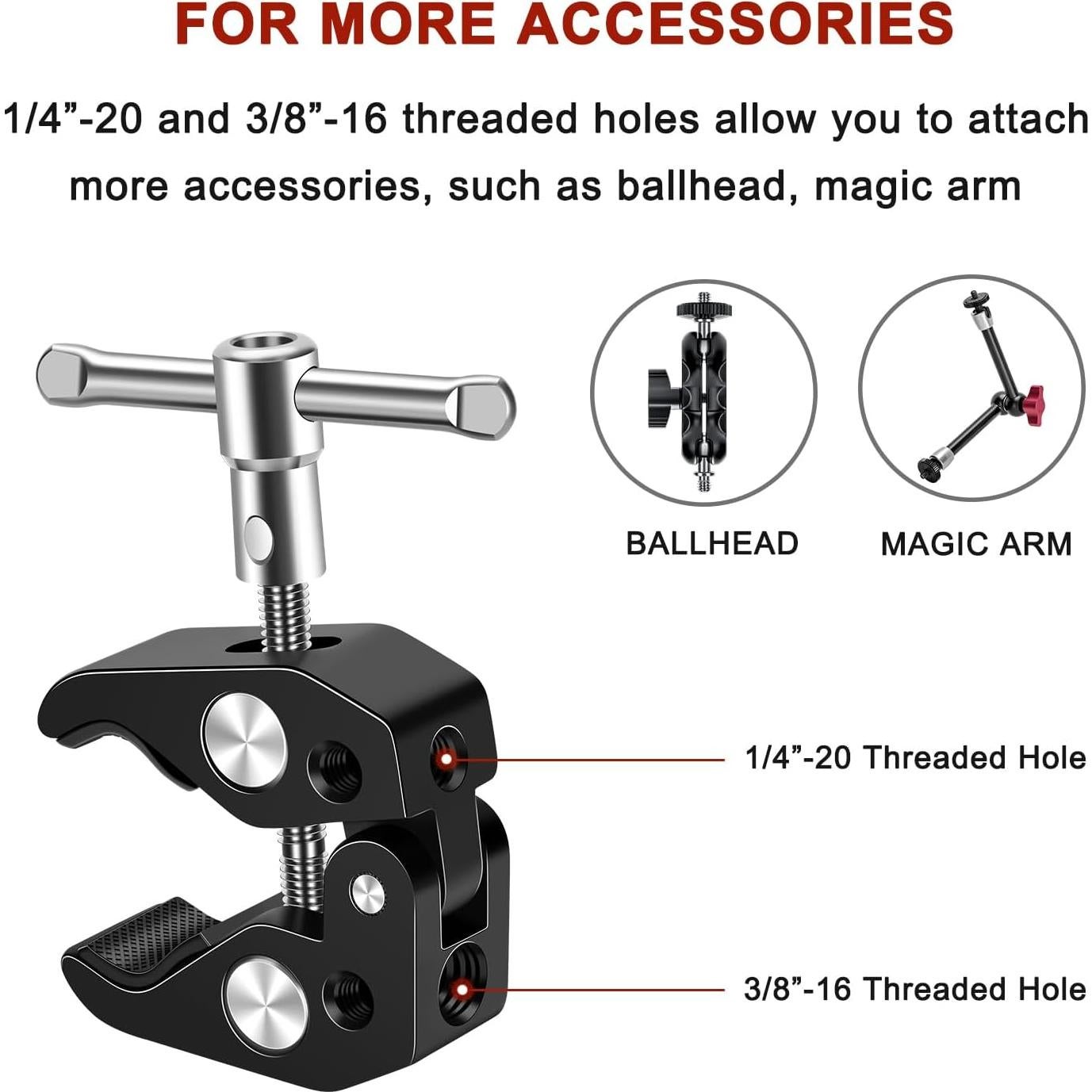 Super Clamp Mount Lanxire - Abrazadera de Cámara 2 Pzas