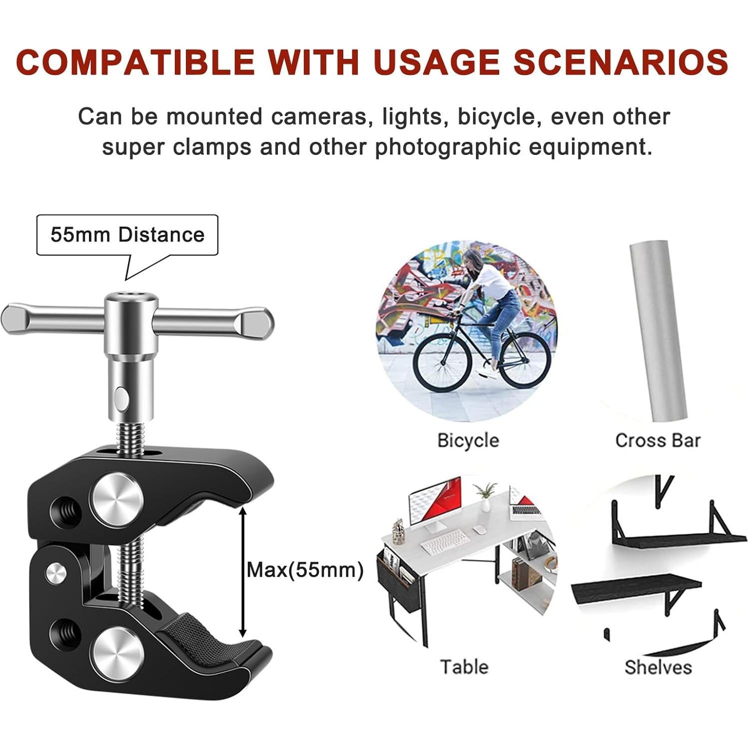 Super Clamp Mount Lanxire - Abrazadera de Cámara 2 Pzas