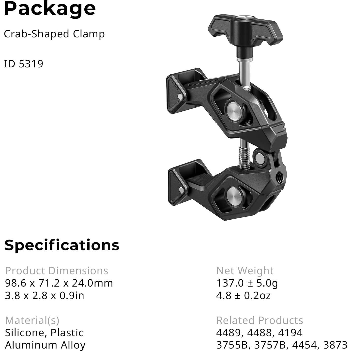 Abrazadera Super Clamp PequeñoRig 5319 con Punta Giratoria 50mm