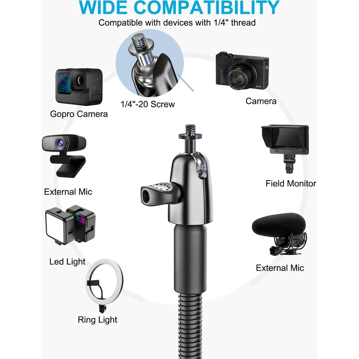 Soporte de Cámara Gooseneck Woleyi Ajustable 360° para DSLR/Gopro