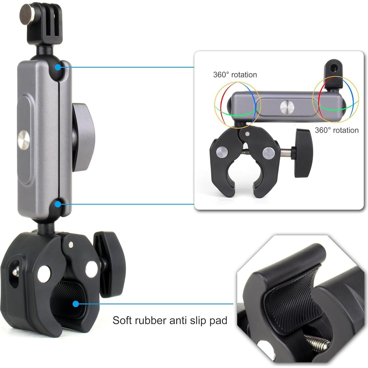 Soporte de Cámara SOONSUN Super Clamp Doble Cabezal 360°