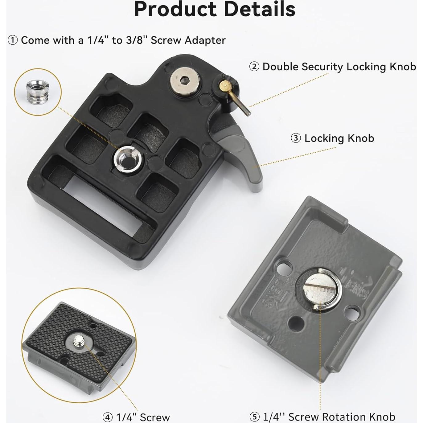 Placa de Liberación Rápida UTEBIT para Trípode Manfrotto Gris