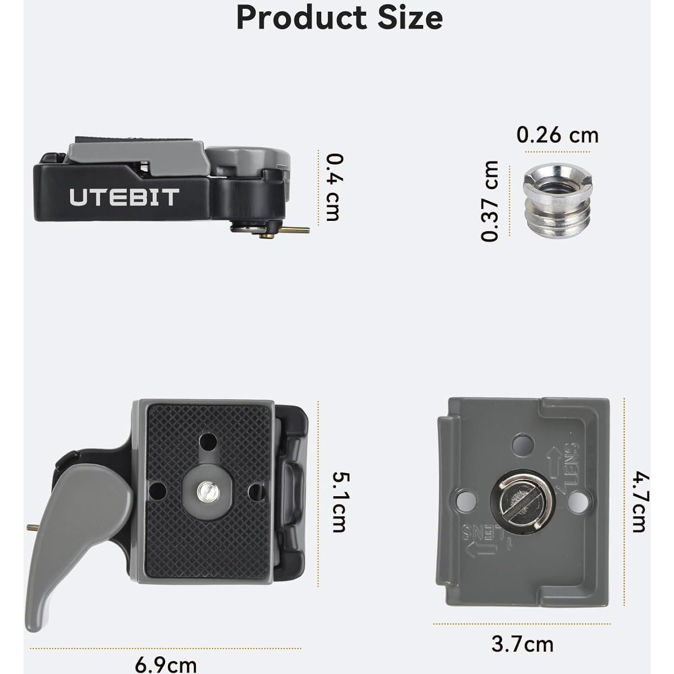 Placa de Liberación Rápida UTEBIT para Trípode Manfrotto Gris